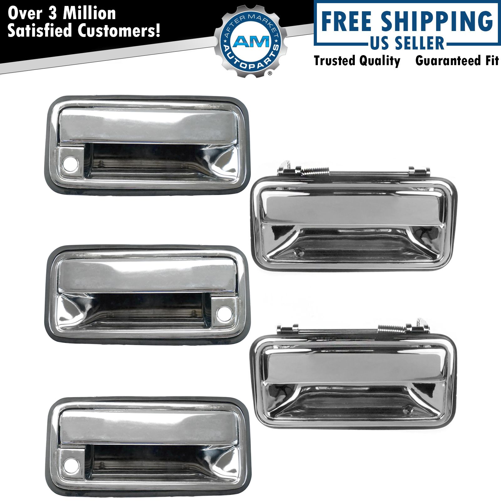 Outside Door Handle Chrome Front Rear Tailgate Set of 5 for Suburban Tahoe Yukon