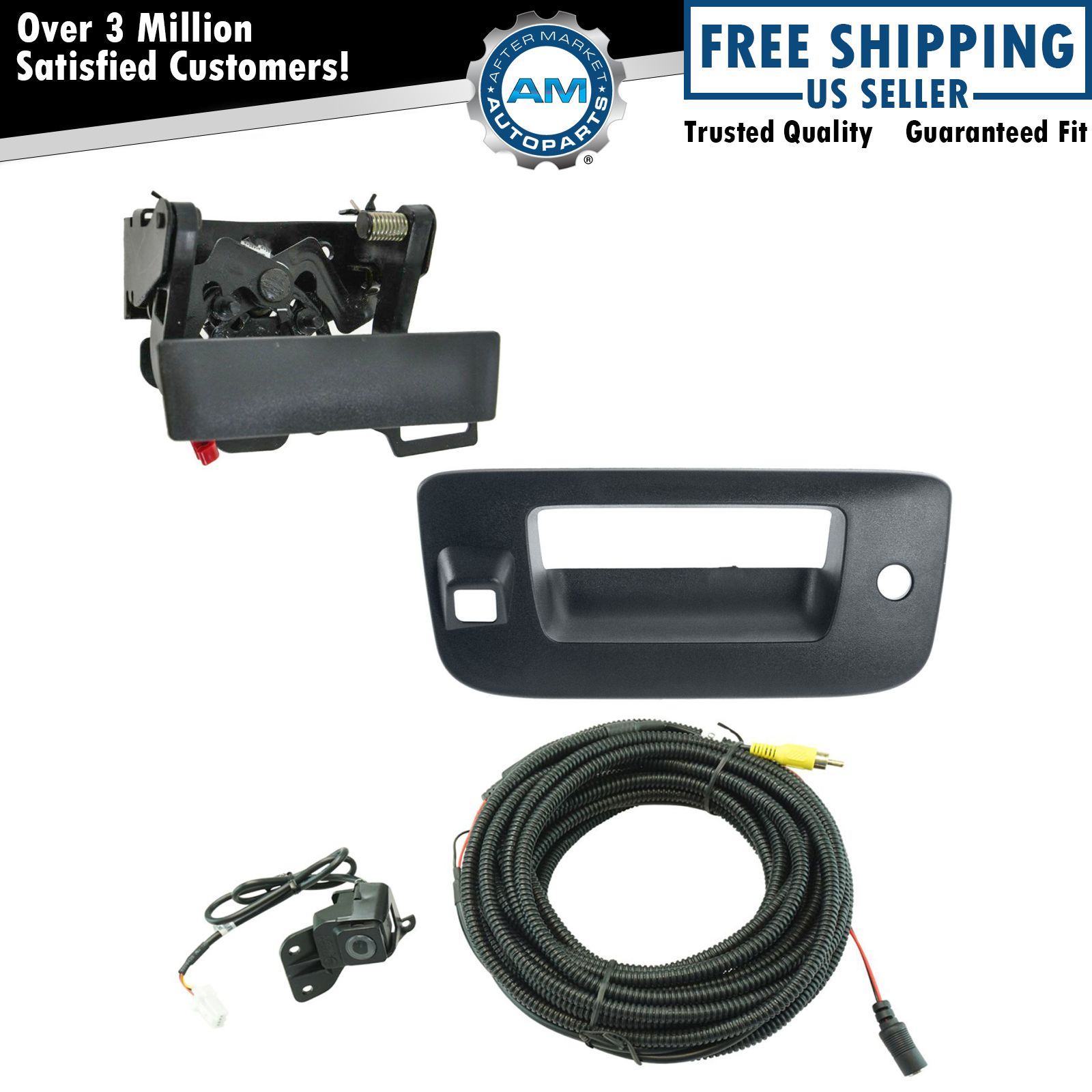 Rear View Camera Add On Kit w/ Wiring Harness Tailgate Handle & Bezel for Chevy