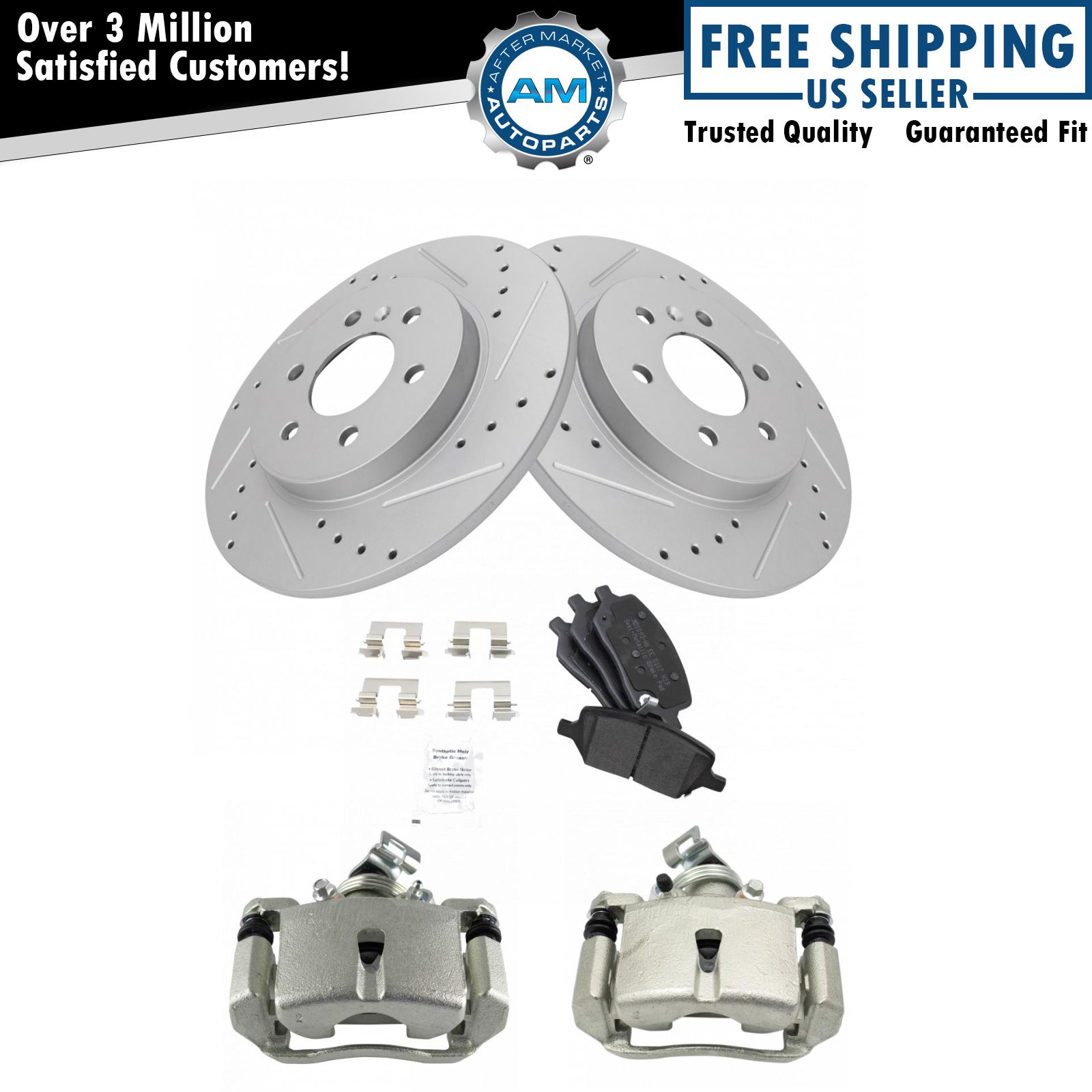 Rear Metallic Pads Performance Rotors & Calipers for GM SUV New