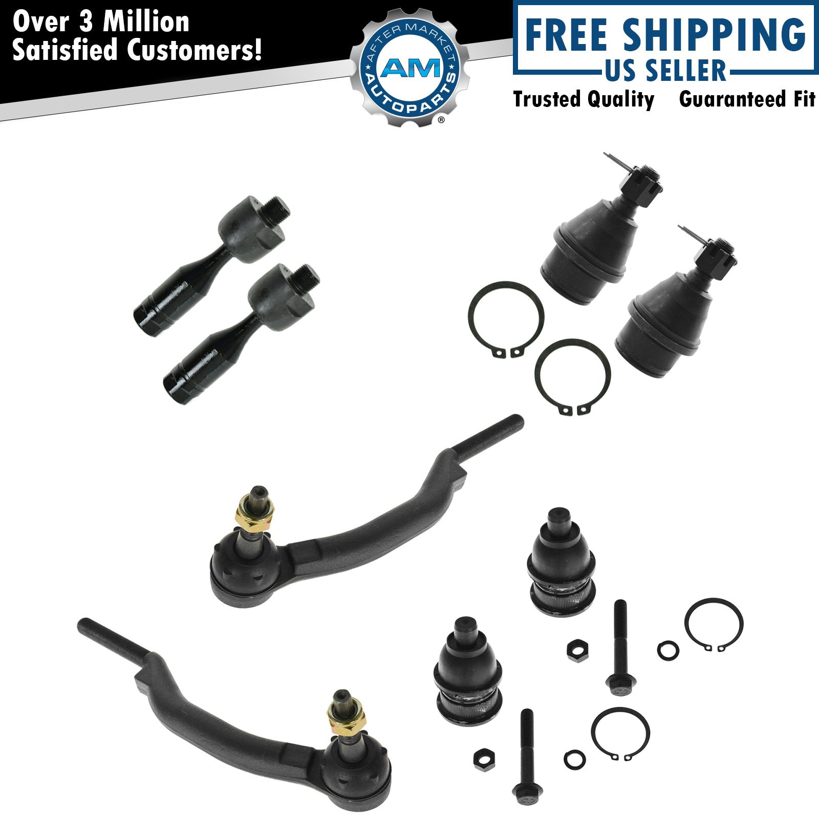Ball Joint Tie Rod End Kit Steering Suspension Set of 8 for Chevy GMC Buick SUV