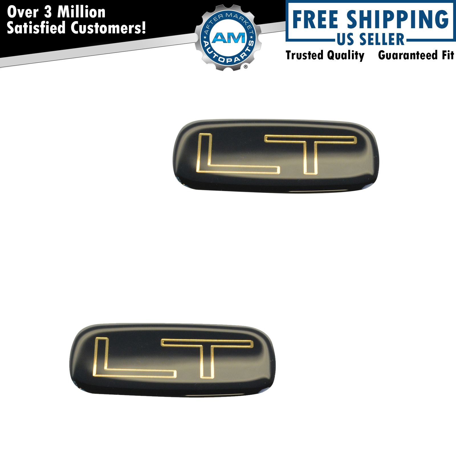 OEM 15036136 LT Nameplate Emblem Black & Gold Pair for Chevy Pickup Truck SUV