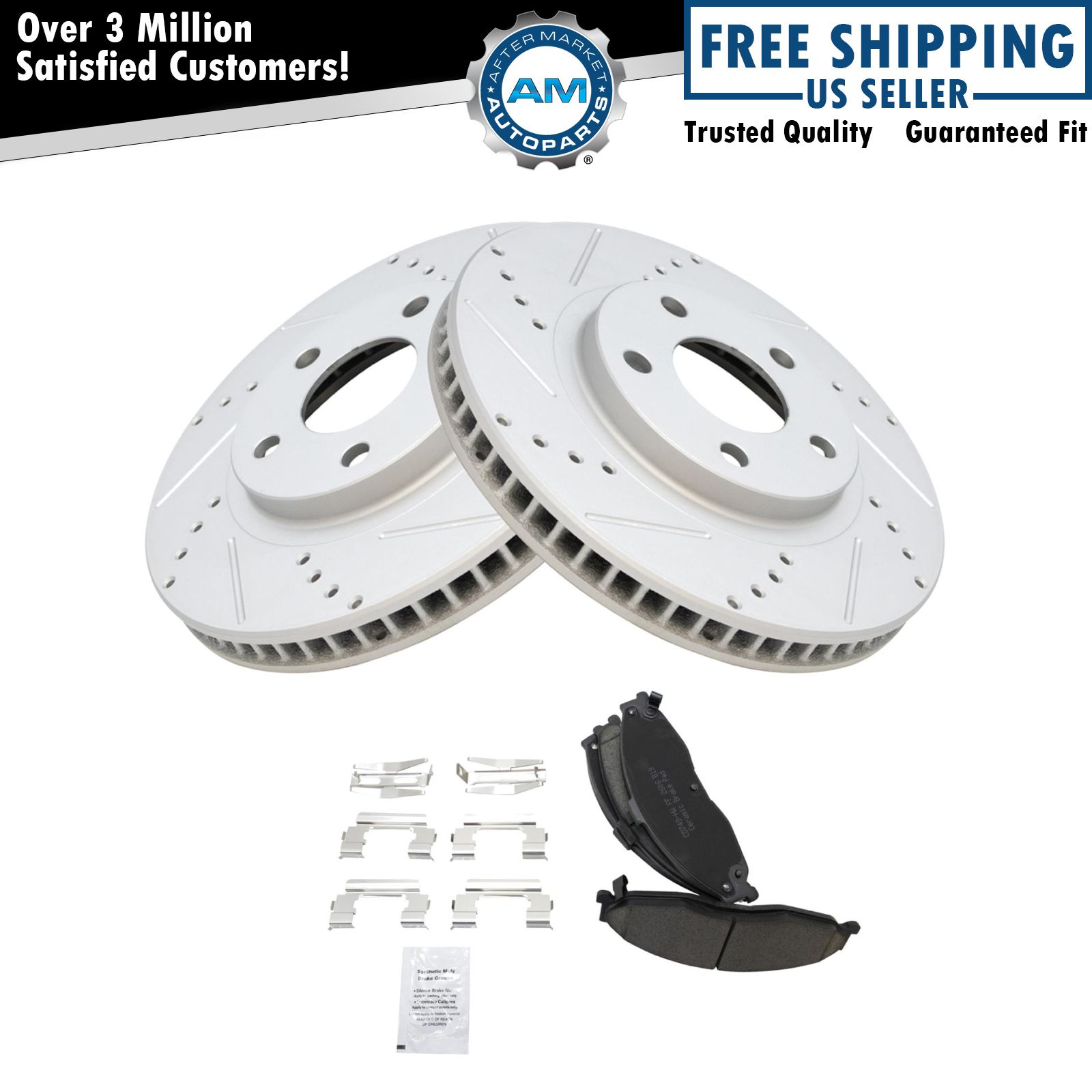 Brake Rotor & Ceramic Pad Front Drilled Slotted Set for Pontiac Chevy