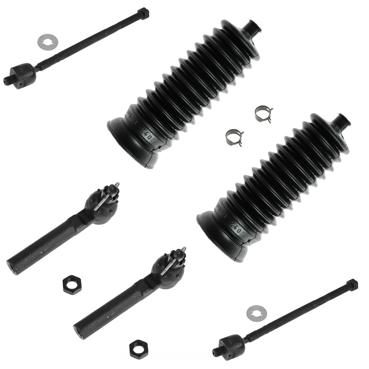 Inner & Outer Tie Rod End w/ Rack Boot Bellows Kit LH RH Set of 6 for