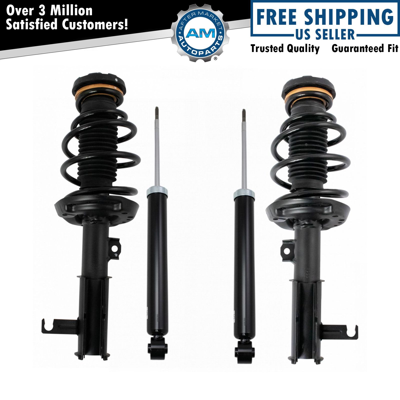 Front Rear Loaded Complete Strut Spring Assembly Shock Absorber Kit Set 4pc