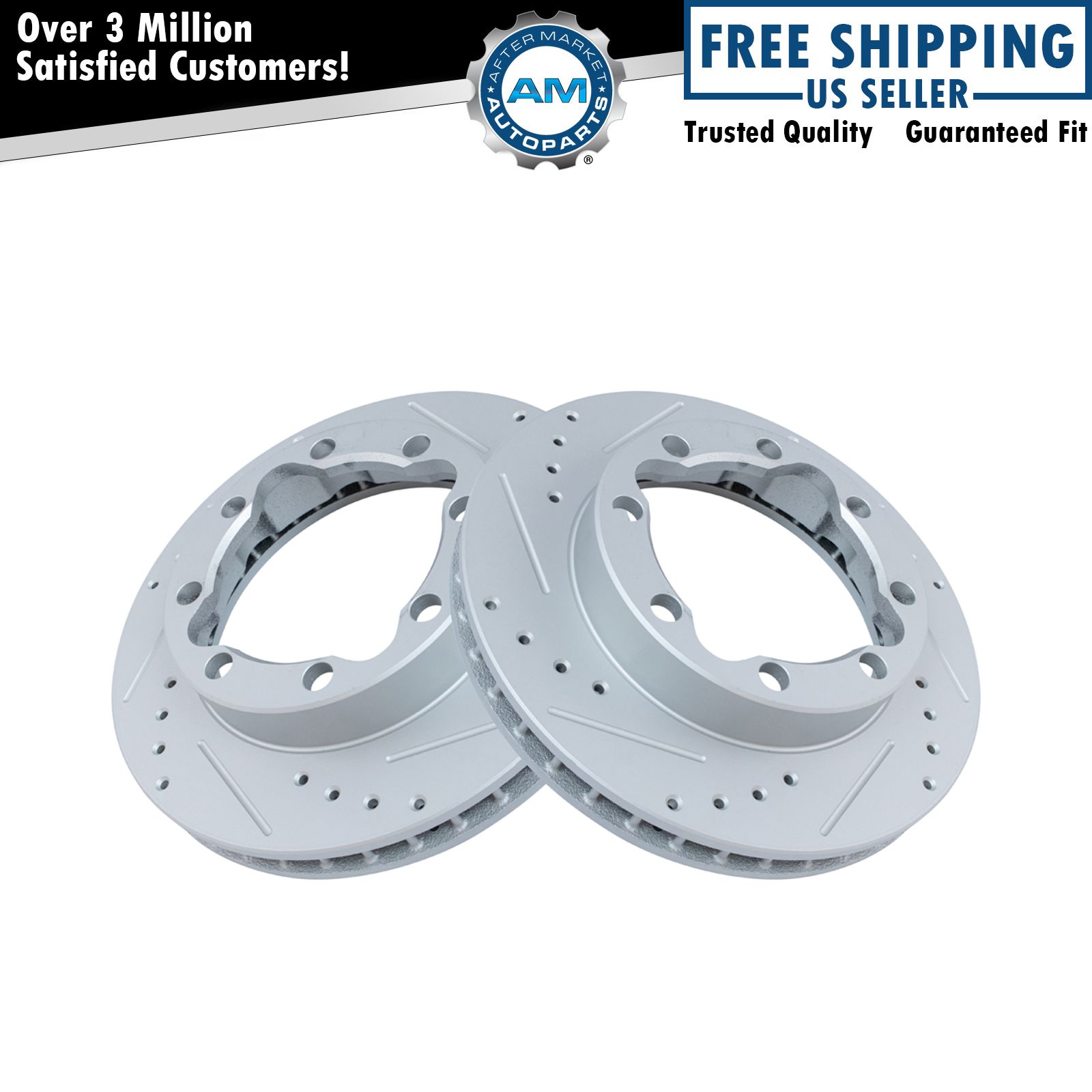 Performance Brake Rotor Drilled Slotted Coated Front Pair for GM Truck