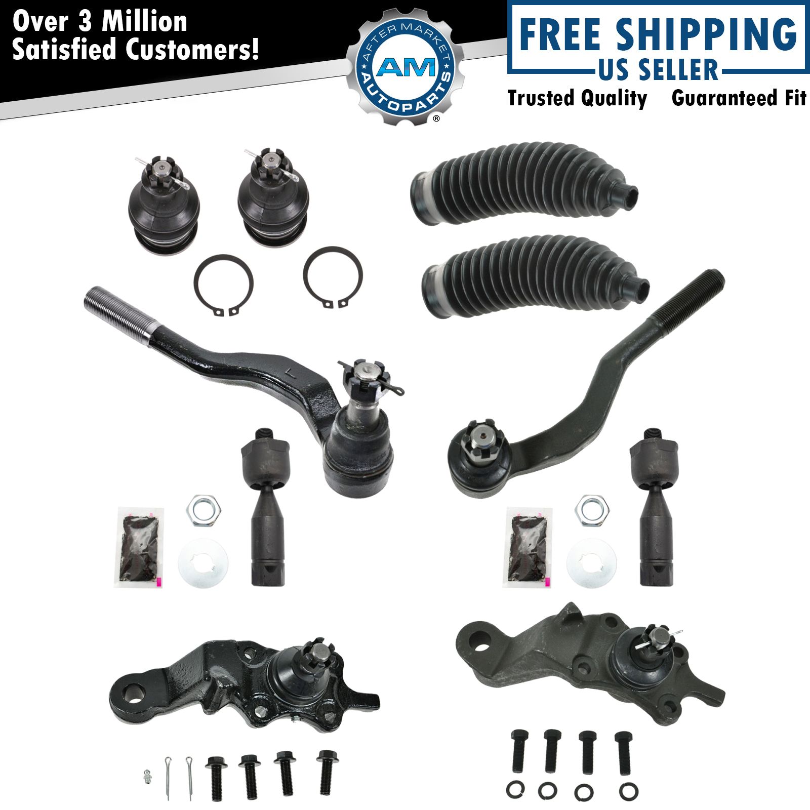 Front Ball Joint Tie Rod End Boot Bellow Steering Suspension Kit Set