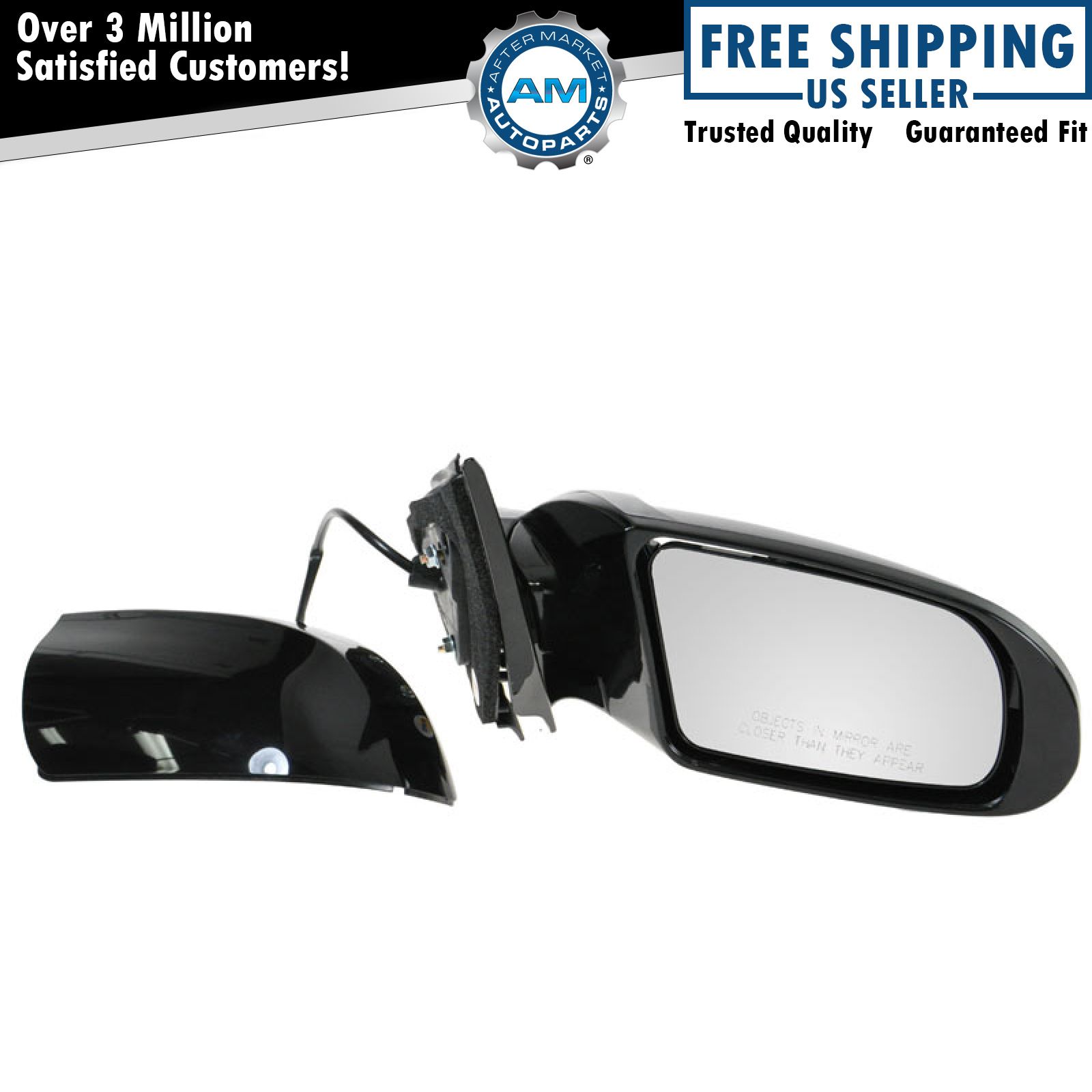 Side View Mirror Power Gloss Black Passenger Right RH for 09-14 Nissan Maxima