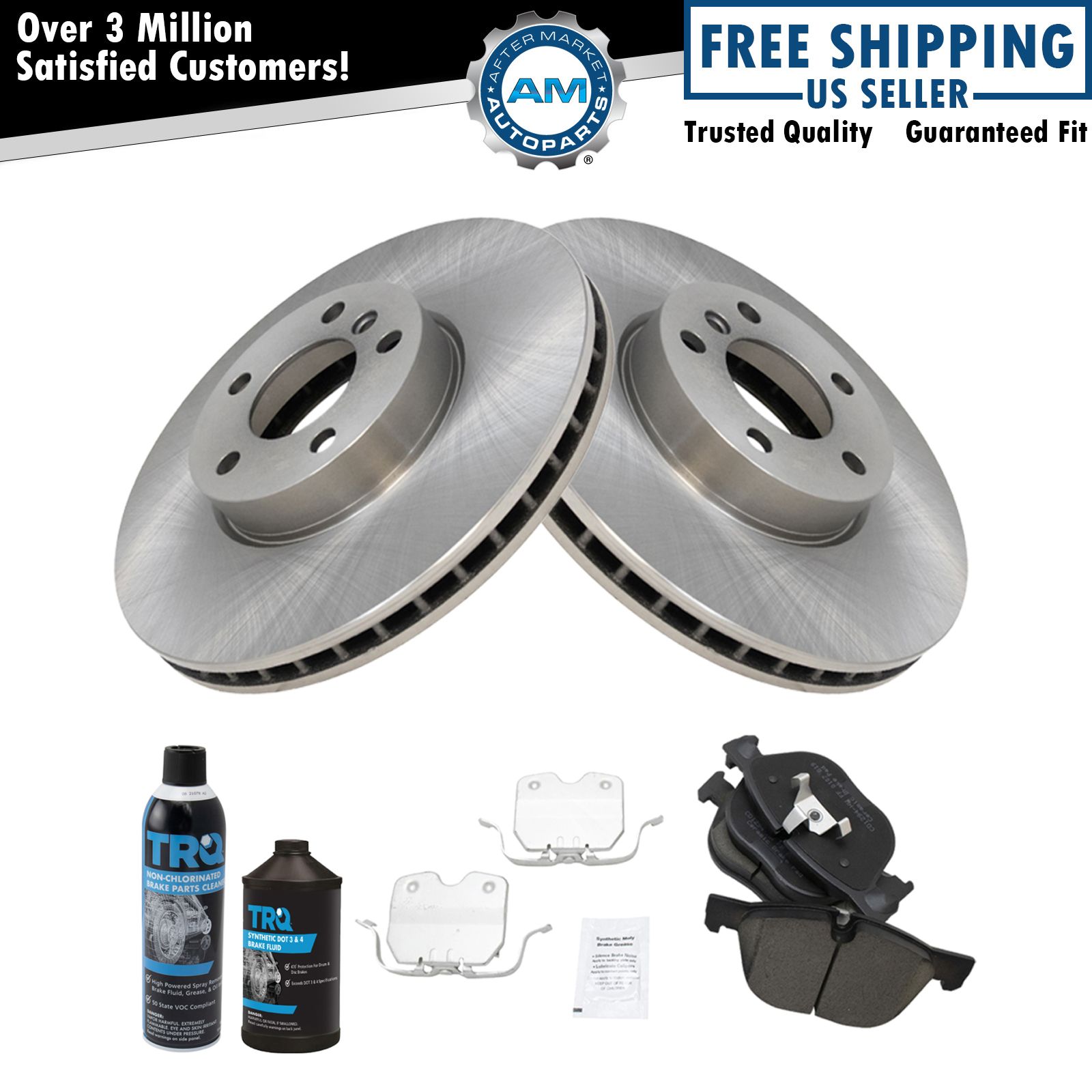 Front Ceramic Brake Pad & Rotor Kit w/Chemicals for BMW X5 X6 Truck SUV