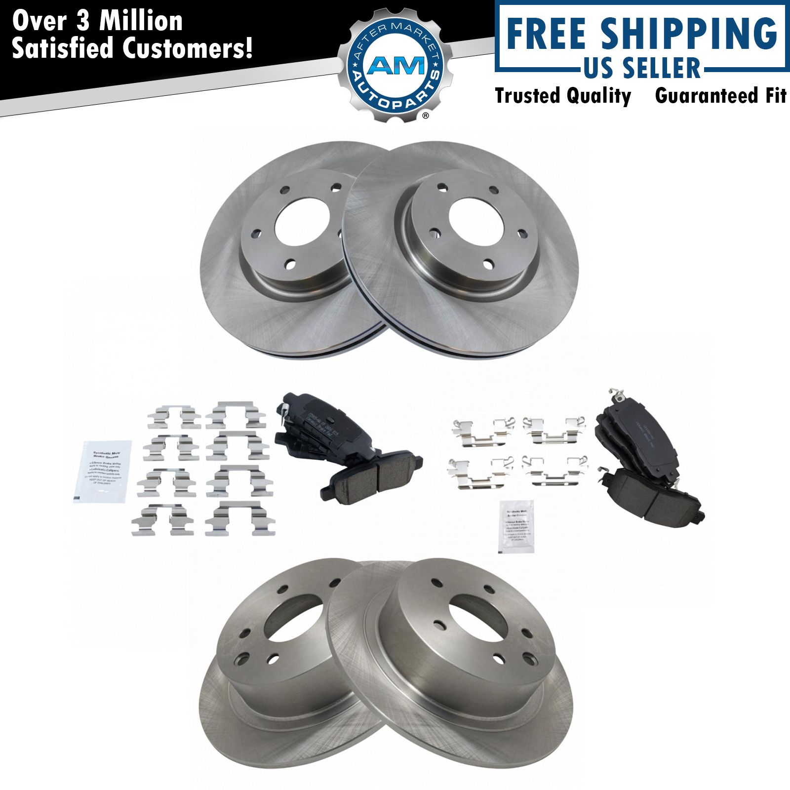 Front & Rear Posi Ceramic Pad & Brake Rotor Disc Kit for Nissan Altima New