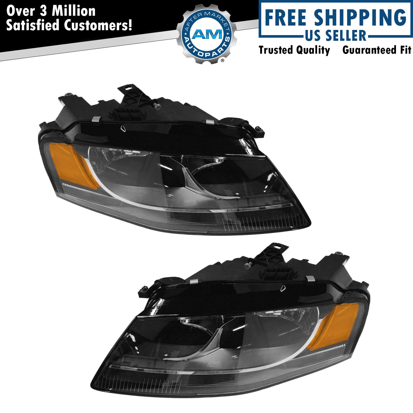 Headlight Headlamp Left & Right Pair Set of 2 for 09-12 Audi A4 S4