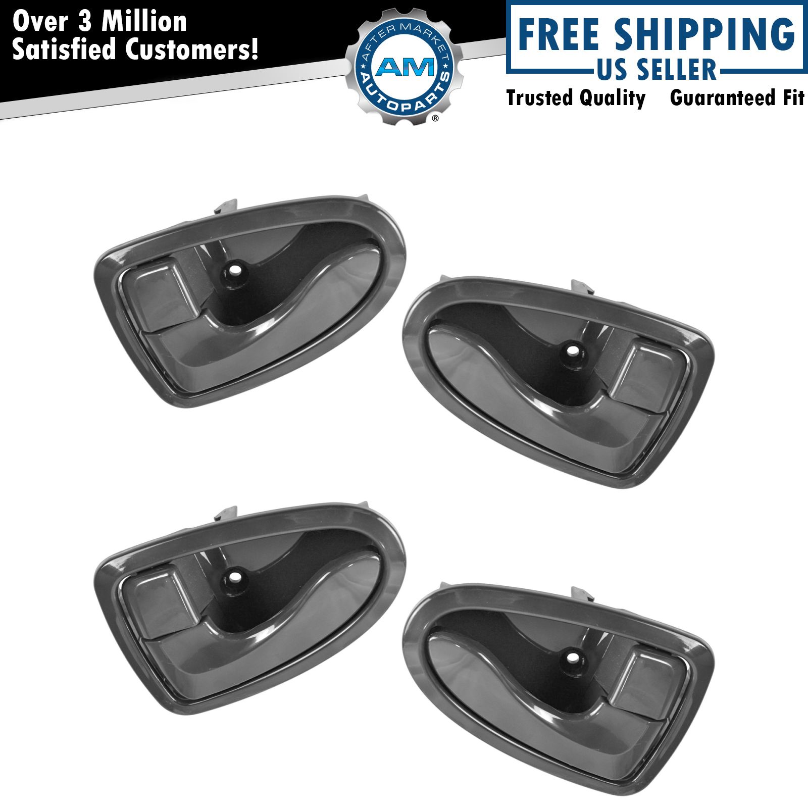 Door Handle Gray Front & Rear Inside Inner Kit Set of 4 for 00-06 Accent NEW