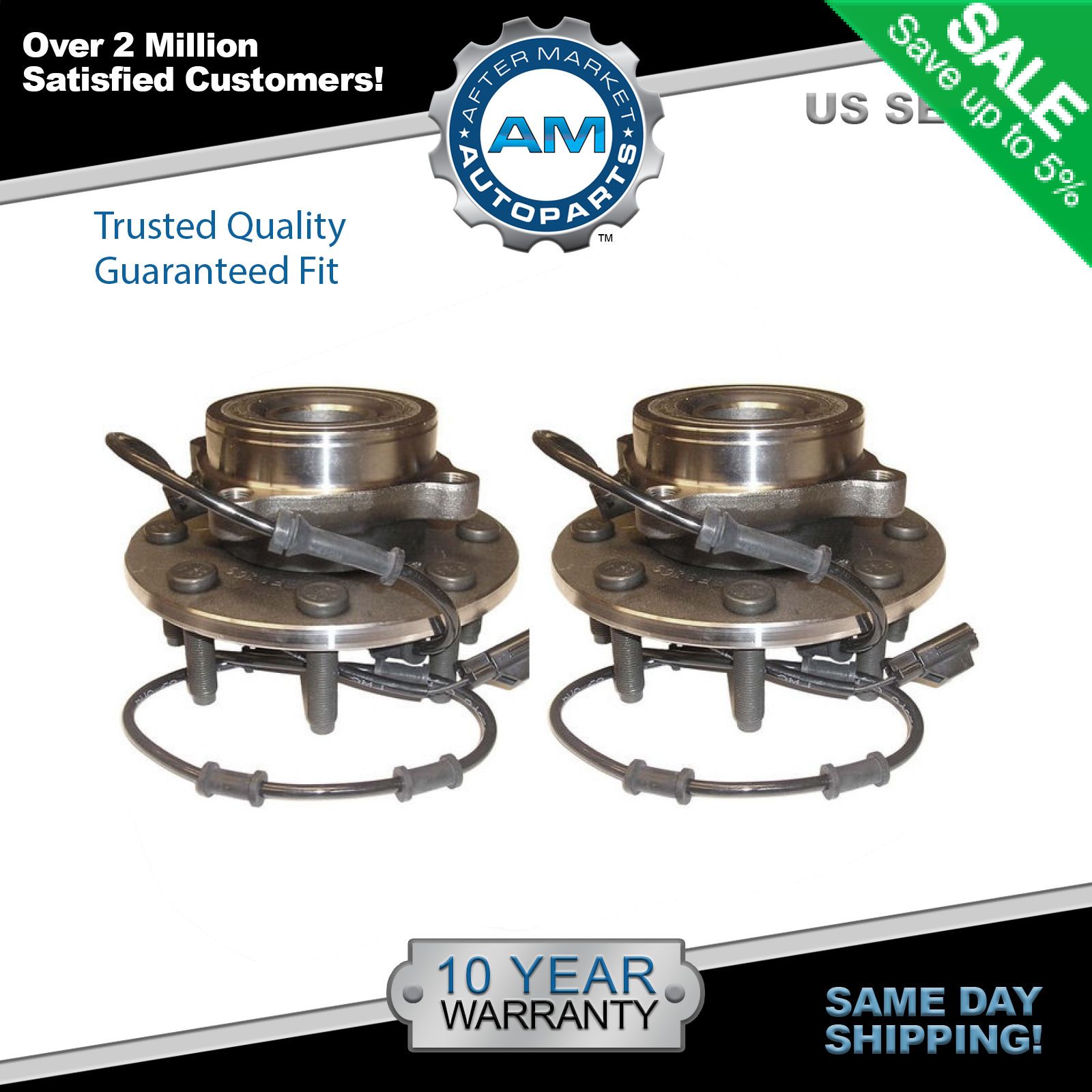 Front Wheel Hubs & Bearings Pair for 0305 Dodge Ram 2500 3500 4WD 4x4