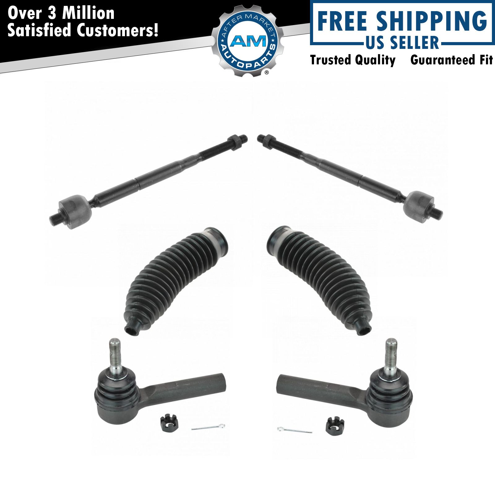 Front Inner Outer Tie Rod End Boot Bellow Kit Set 6pc for Compass Patriot