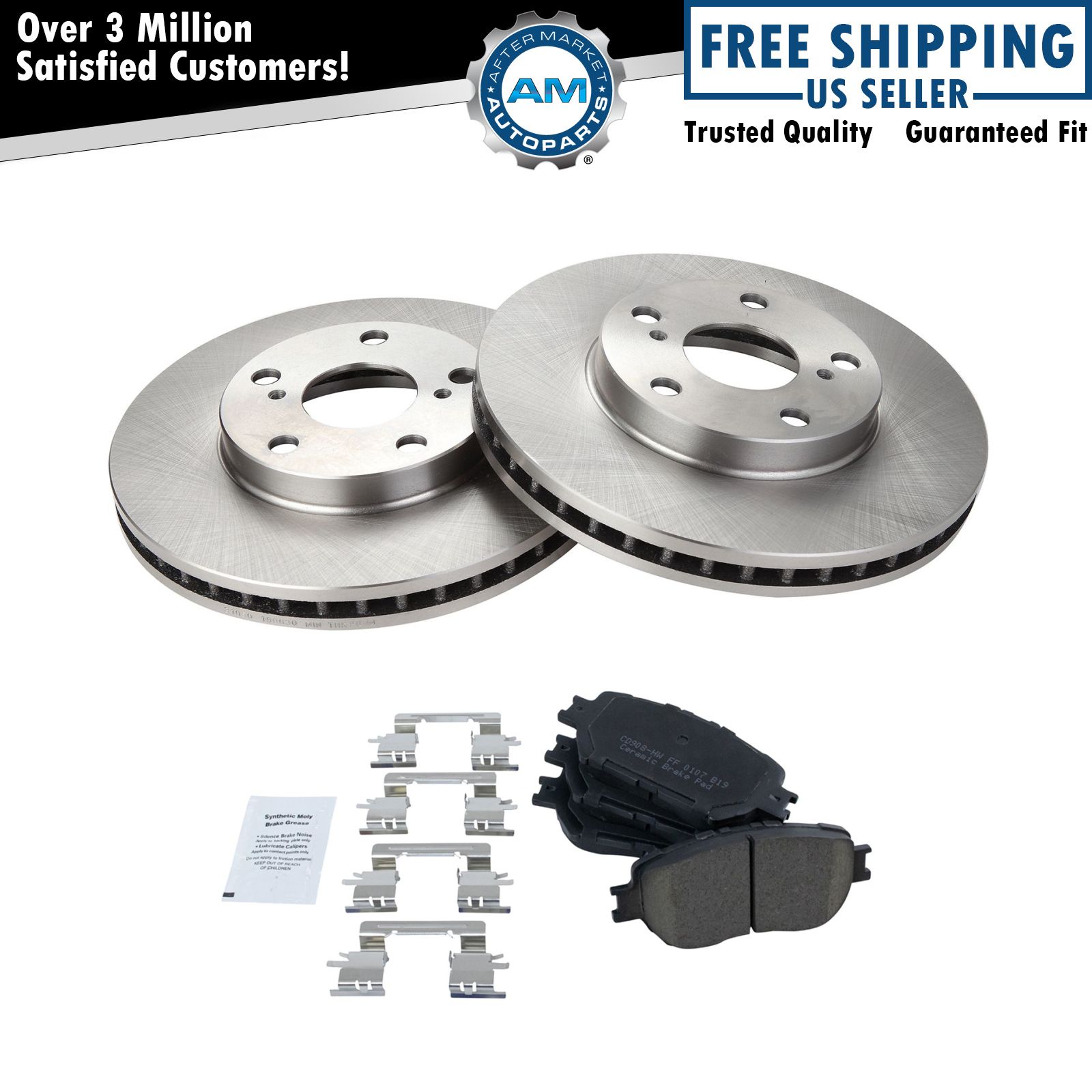 Front Brake Pad & Rotor Kit Brake Rotor For 2002-2006 Toyota Camry