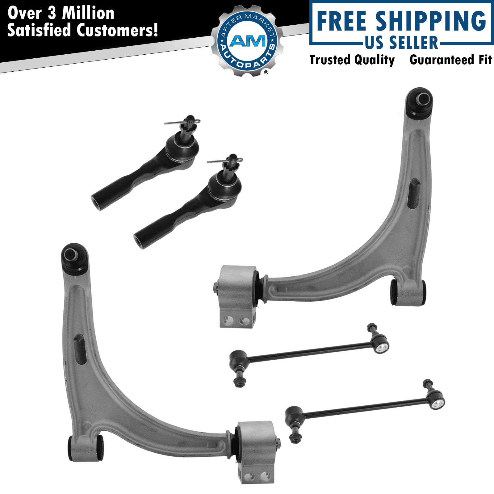 6 Piece Kit Front Control Arm Tie Rod Sway Bar Link for Chevy Pontiac Saturn