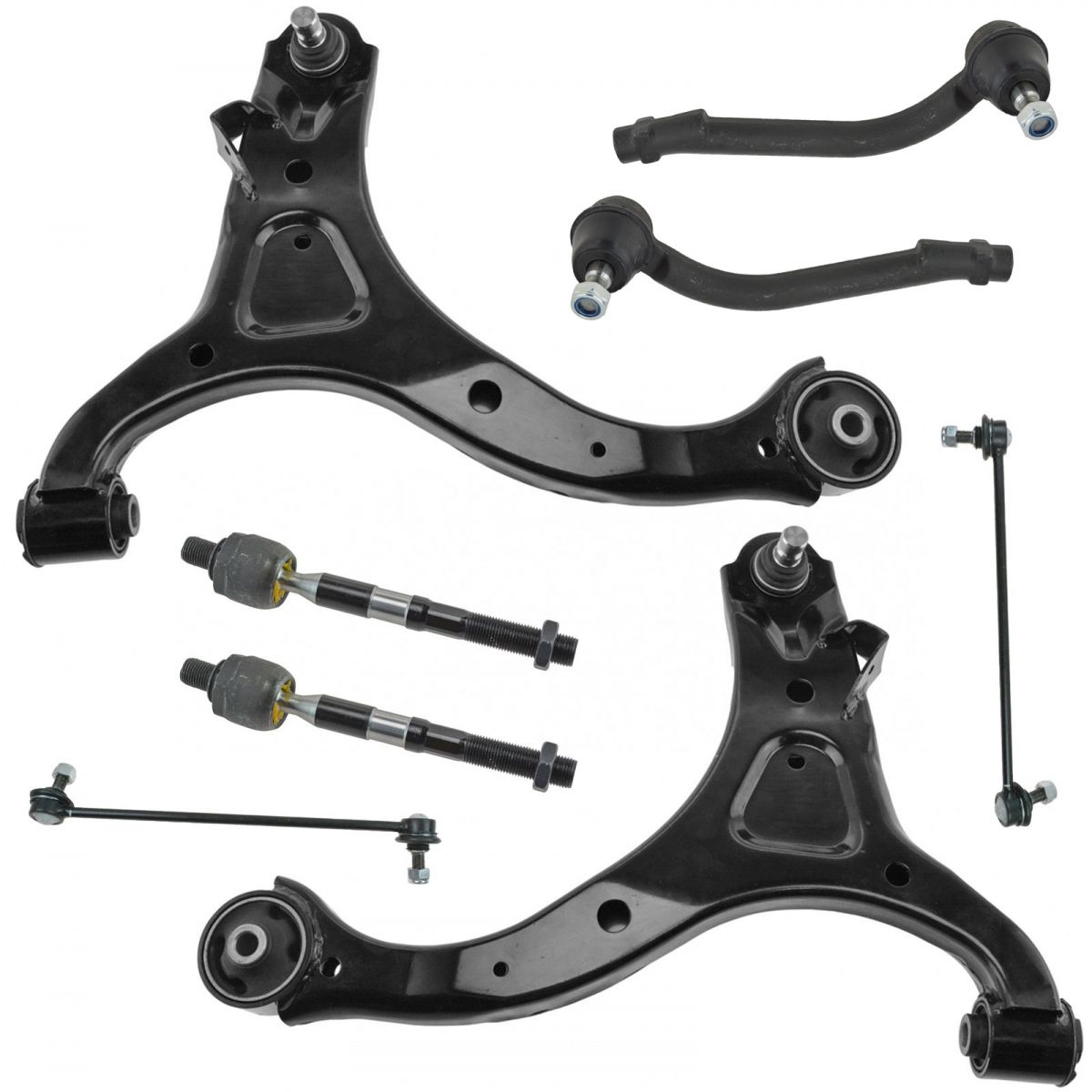 Frt Control Arms with Ball Joint Tie Rods Fits Hyundai Santa Fe Kia Sorento 8Pc