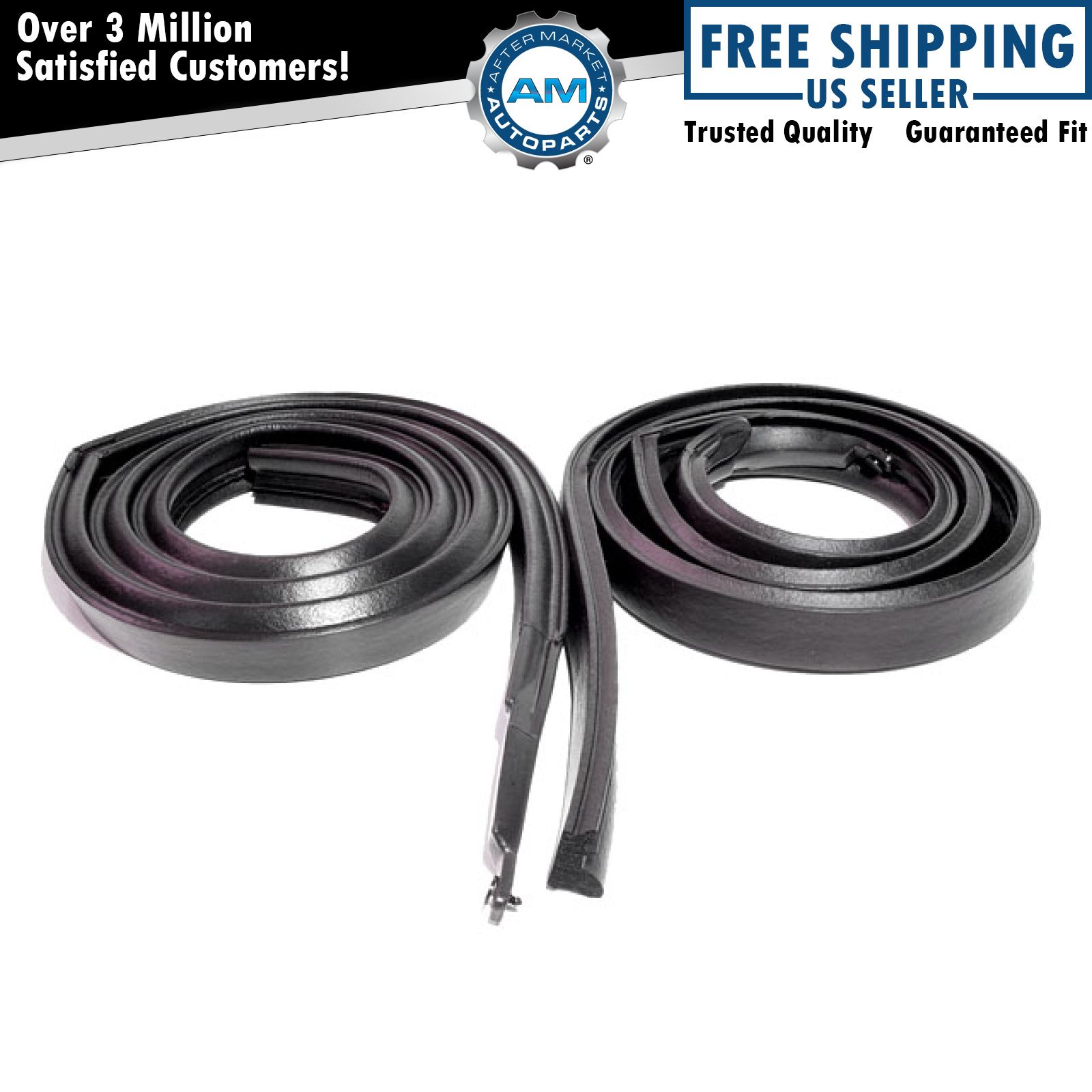 Rubber Weatherstrip Roofrail Seals Pair Set for 65-66 Chevy Impala 4 Dr Hardtop