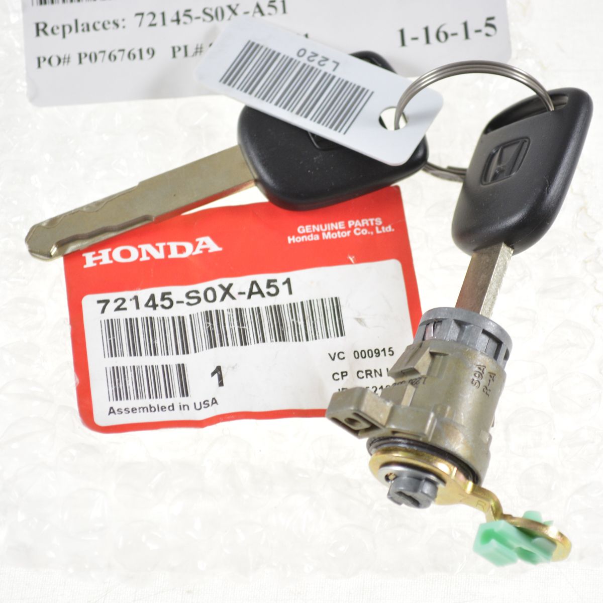 OEM Door Lock Cylinder w/ Key Passenger Right RH for Honda Civic