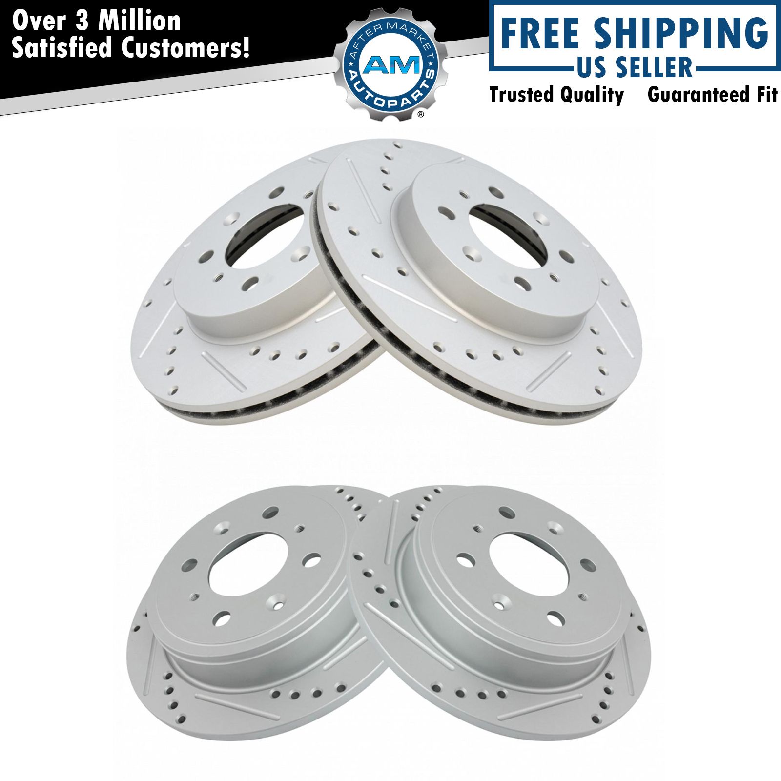 Brake Rotor Performance Drilled Slotted Zinc Front & Rear Kit for Honda
