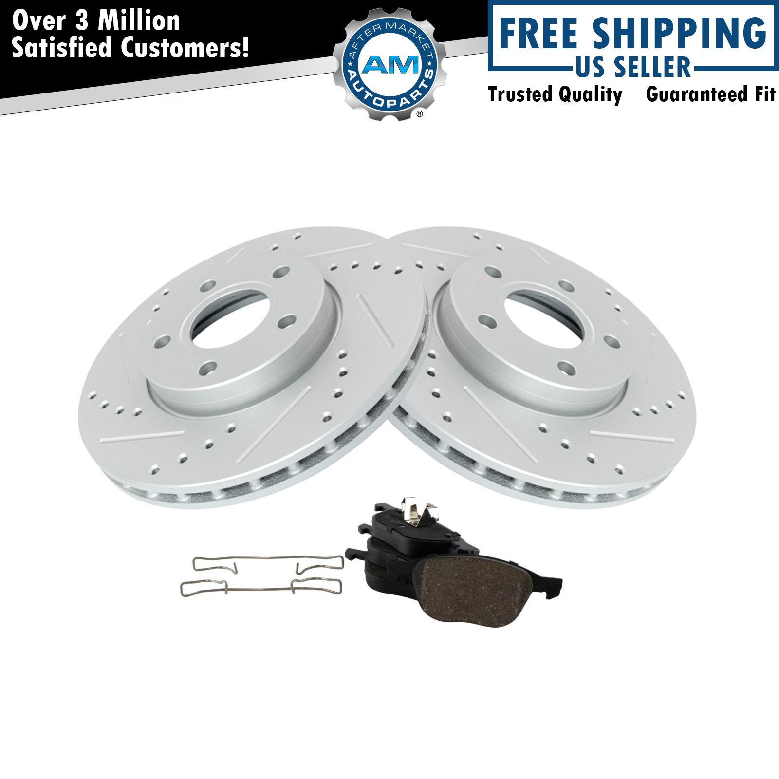 Performance Brake Rotor Drilled Slotted & Ceramic Pad Front Kit