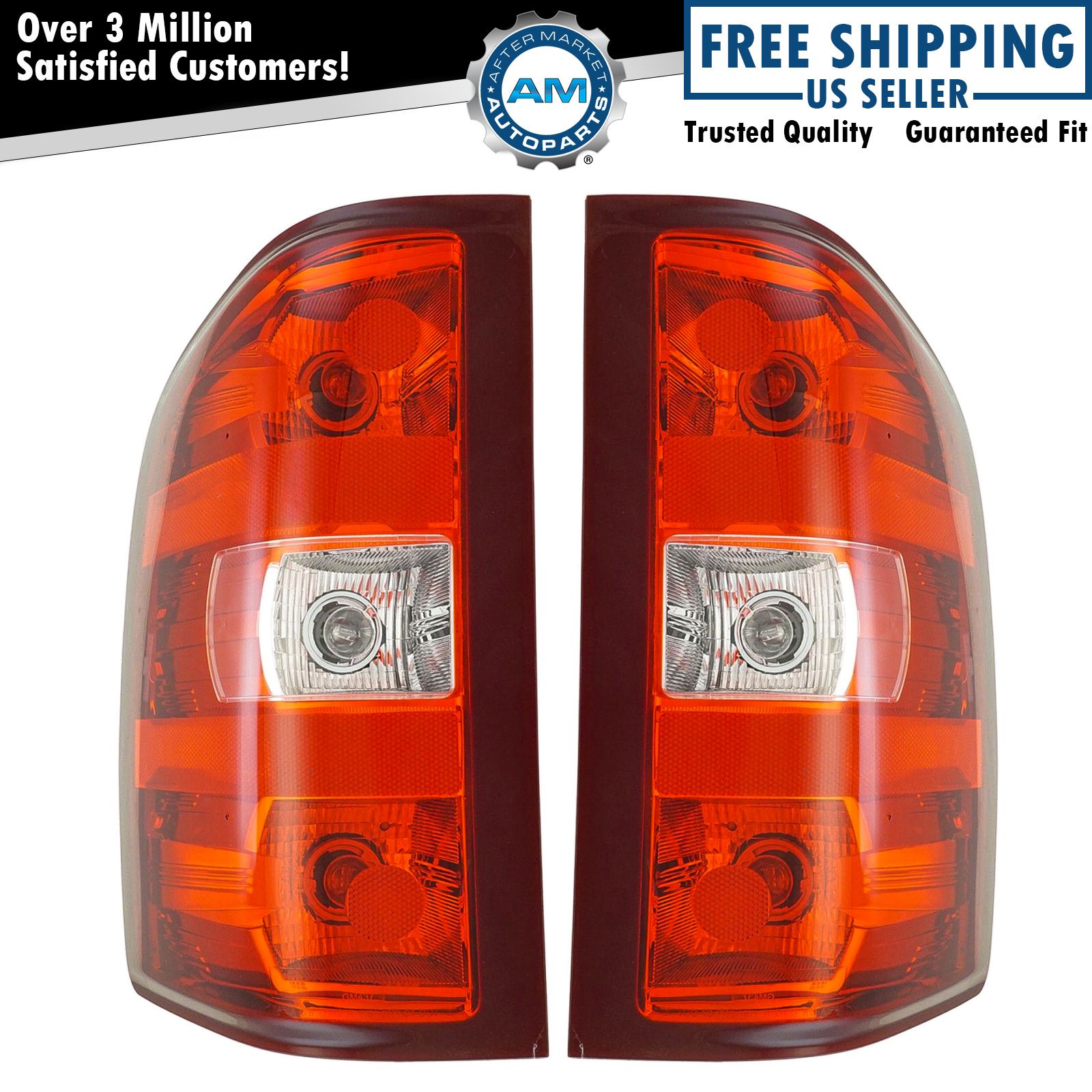 Tail Lights Taillamps Pair Set for 07-14 Chevy Silverado 1500 2500 GMC Sierra