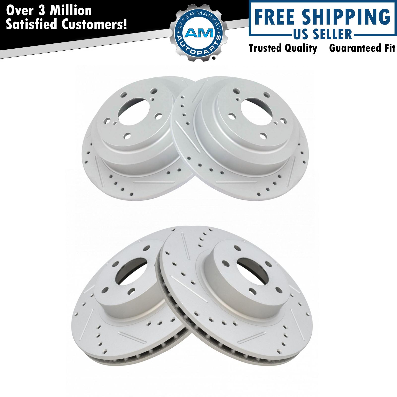 Performance Drilled Slotted Coated Rotor Front Rear Set of 4 for Subaru