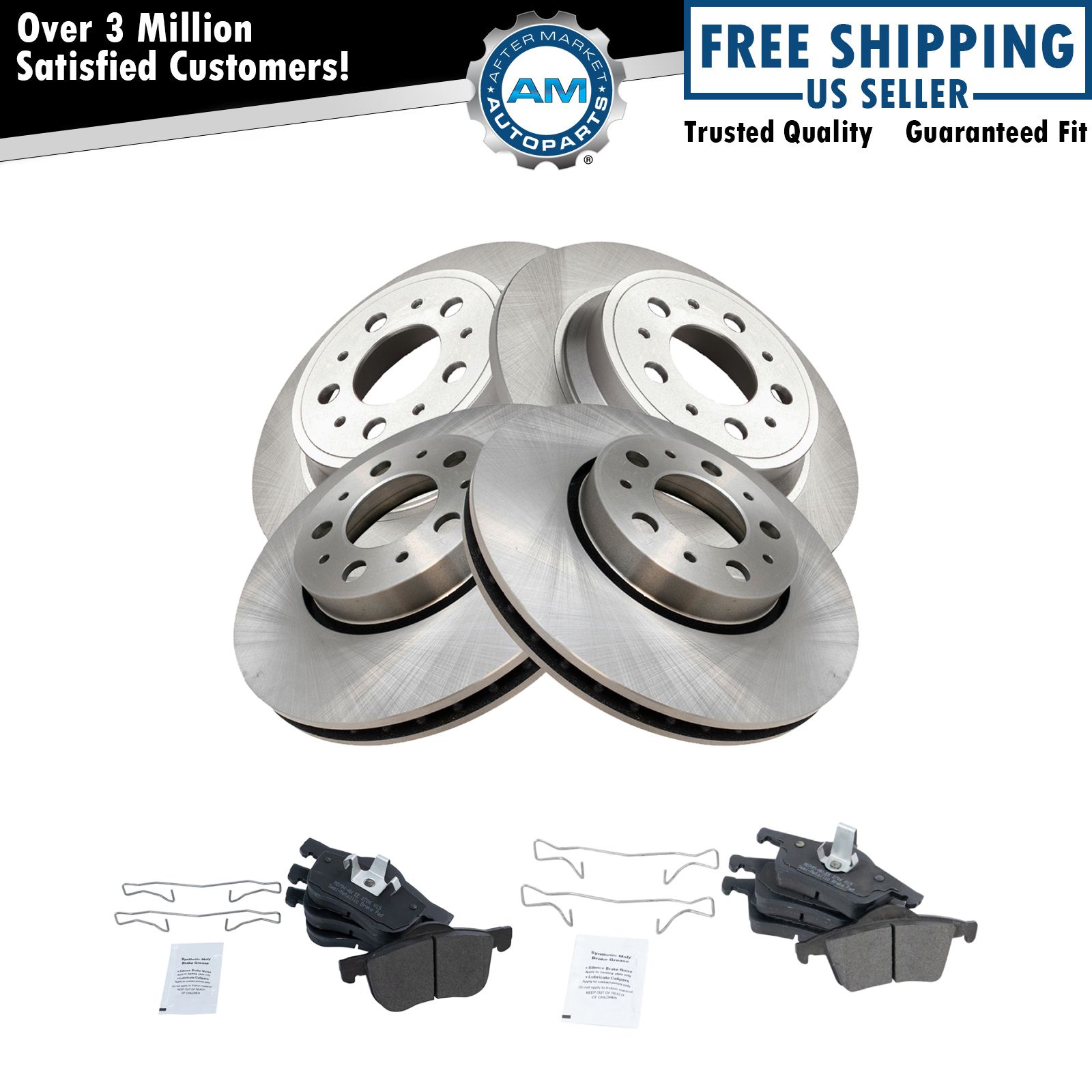 Premium Posi Metallic Pad & Disc Brake Rotor Front & Rear Kit for Volvo