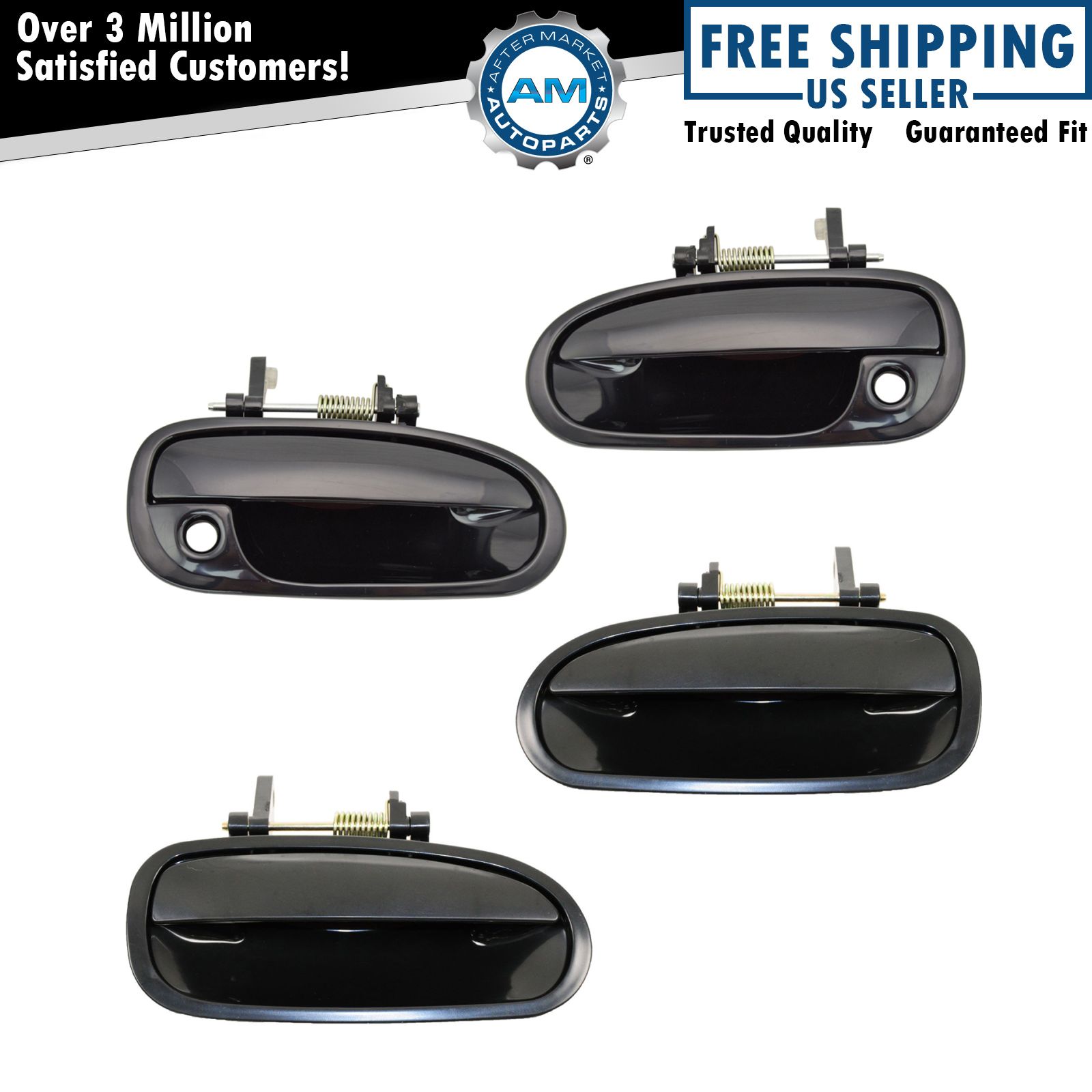 thumbnail image 2 of Autopartsclub2018 4-Piece Black Exterior Door Handle Set For 96-00 Honda Civic, With Keyhole, Chrome Accent 2 of 4