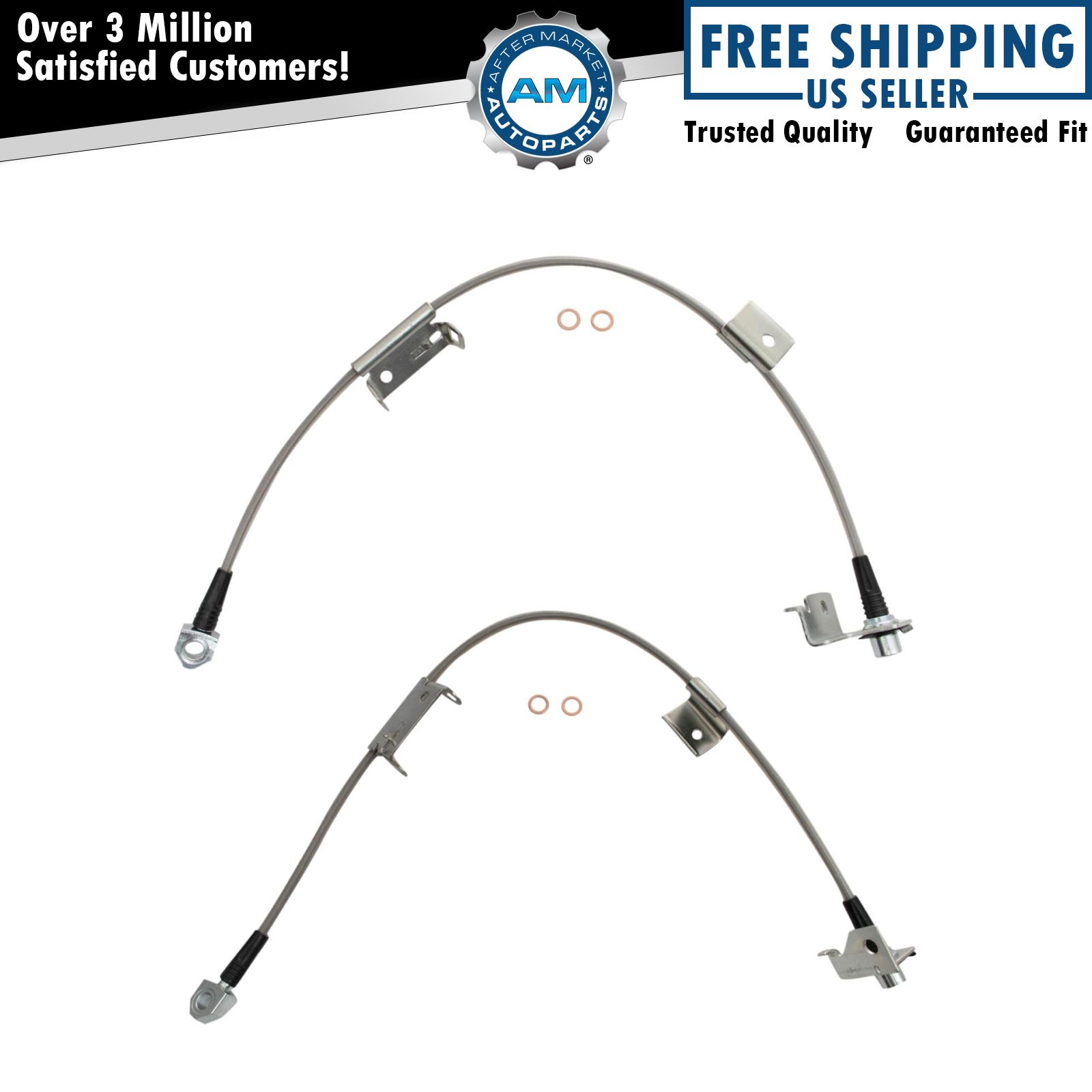 Stainless Steel Front Brake Hose Fits 00-06 Cadillac 99-07 Chevrolet 99-06 GMC