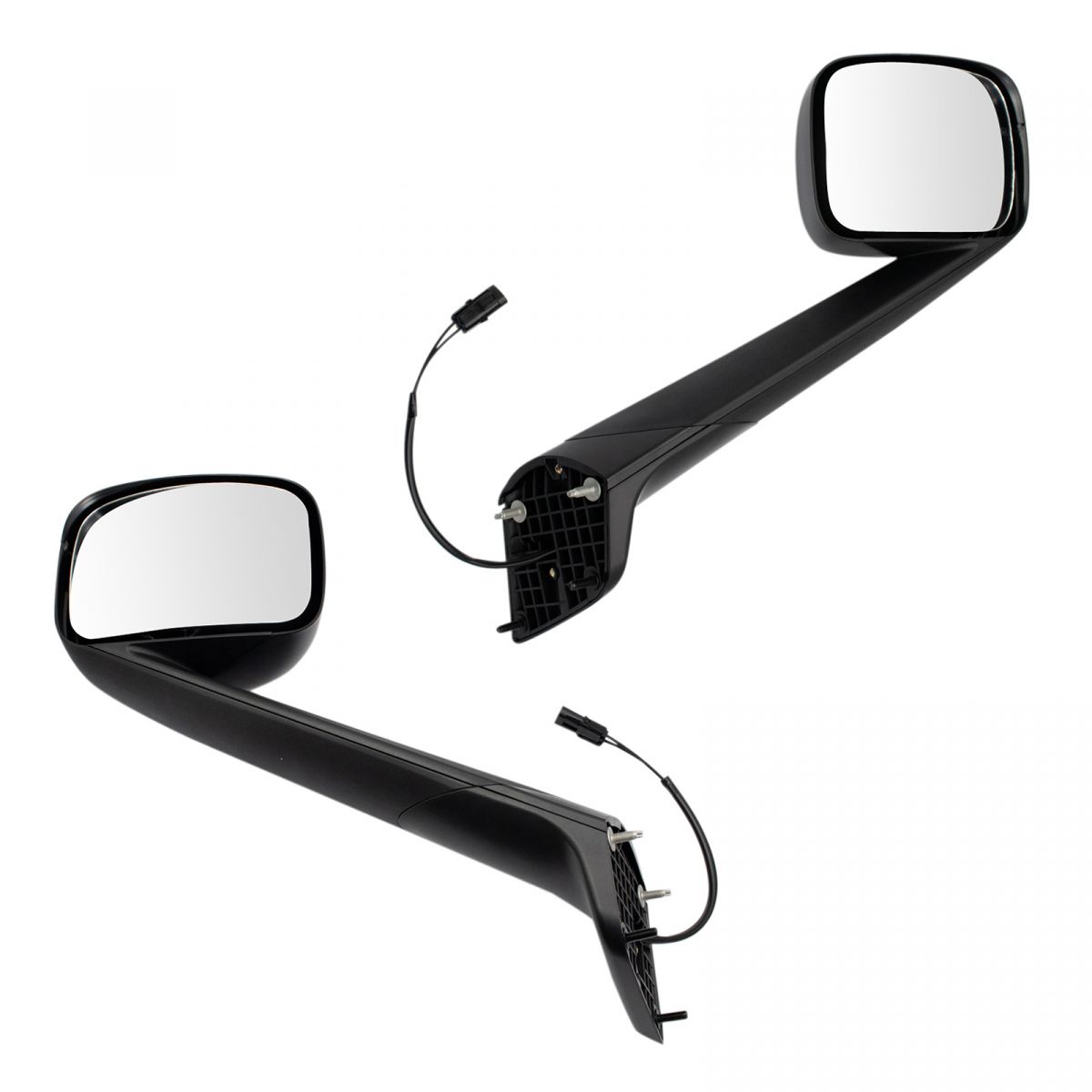Exterior Hood Mounted Black Mirror LH RH Kit Pair for