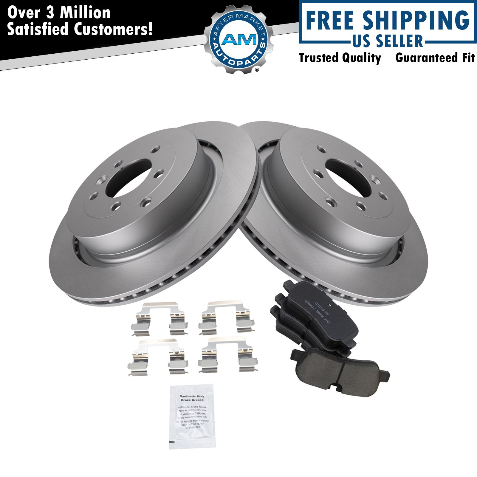 Rear Premium Posi Ceramic Disc Brake Pad & Coated Rotor Kit for Land Rover