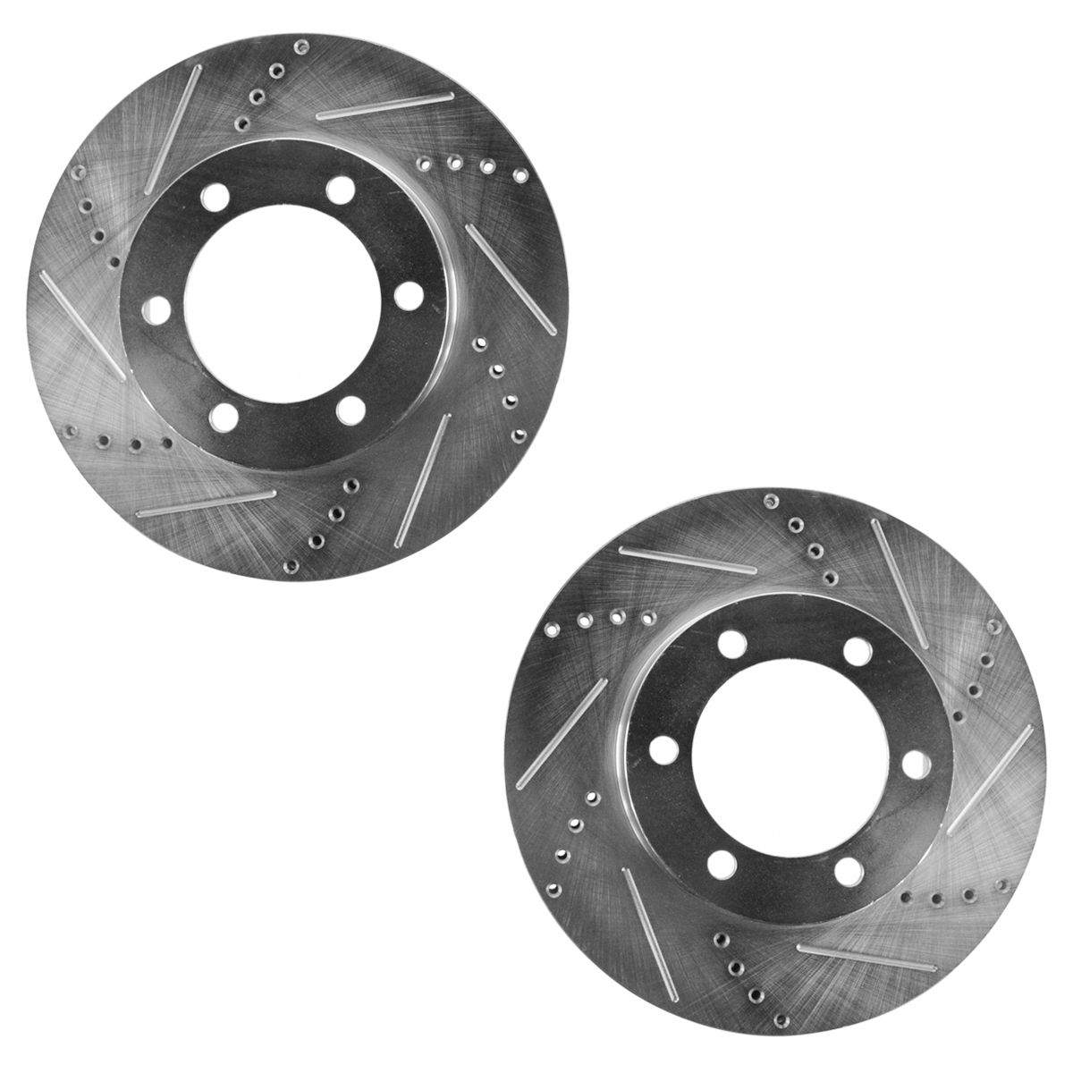 4 Ceramic Pads 2 Cross-Drilled Disc Brake Rotors High-End Fits:- Sequoia Tundra 6lug Front Kit