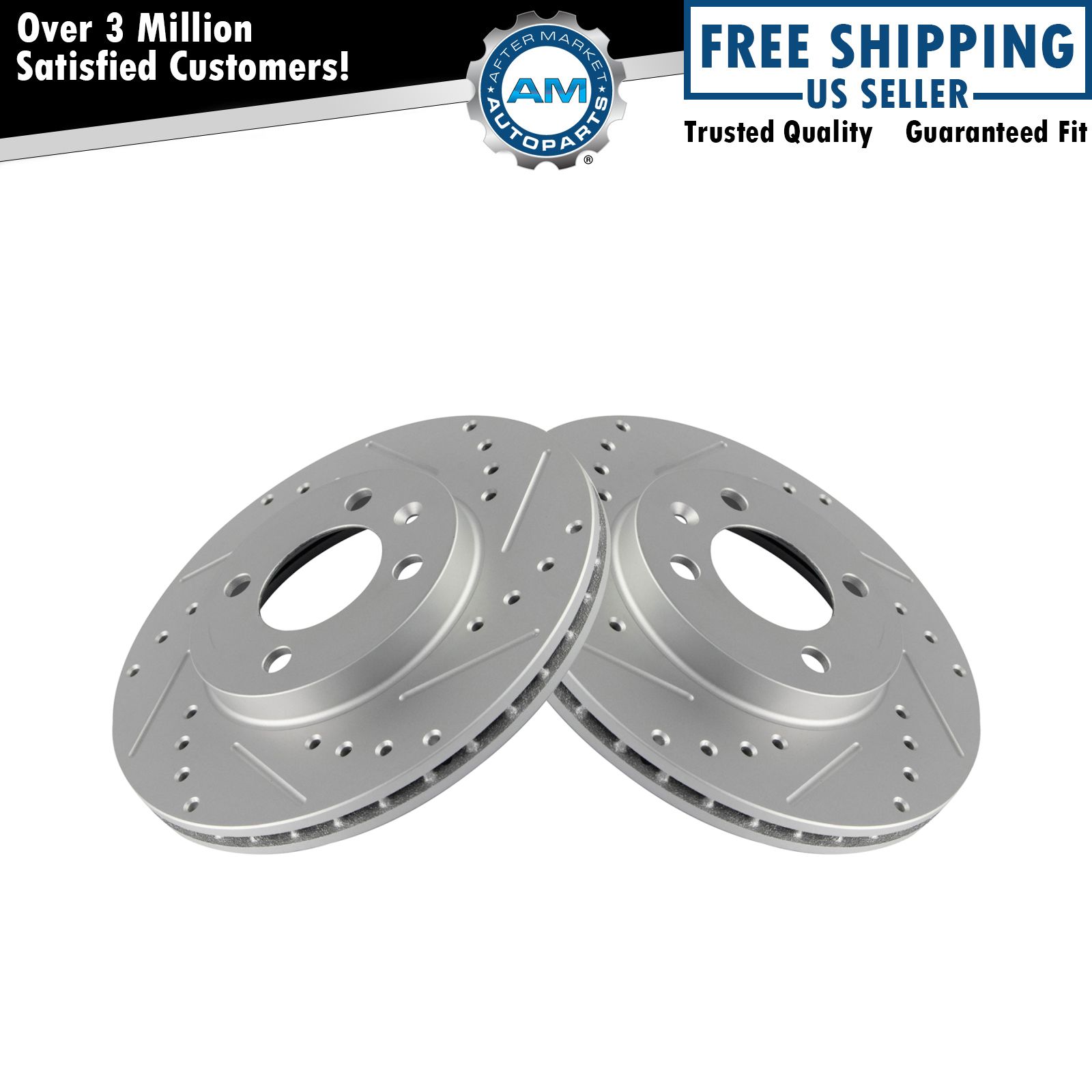 Performance Brake Rotor Drilled Slotted Front G-Coated Pair for VW