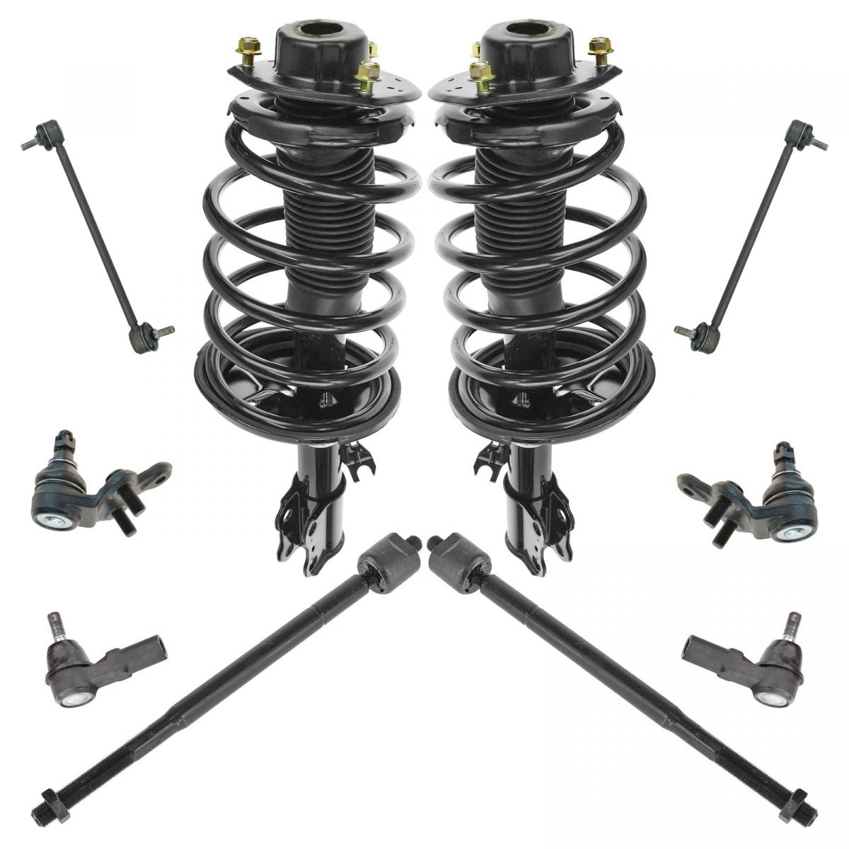 10 Piece Steering Suspension Kit Strut & Spring Assemblies Ball Joints