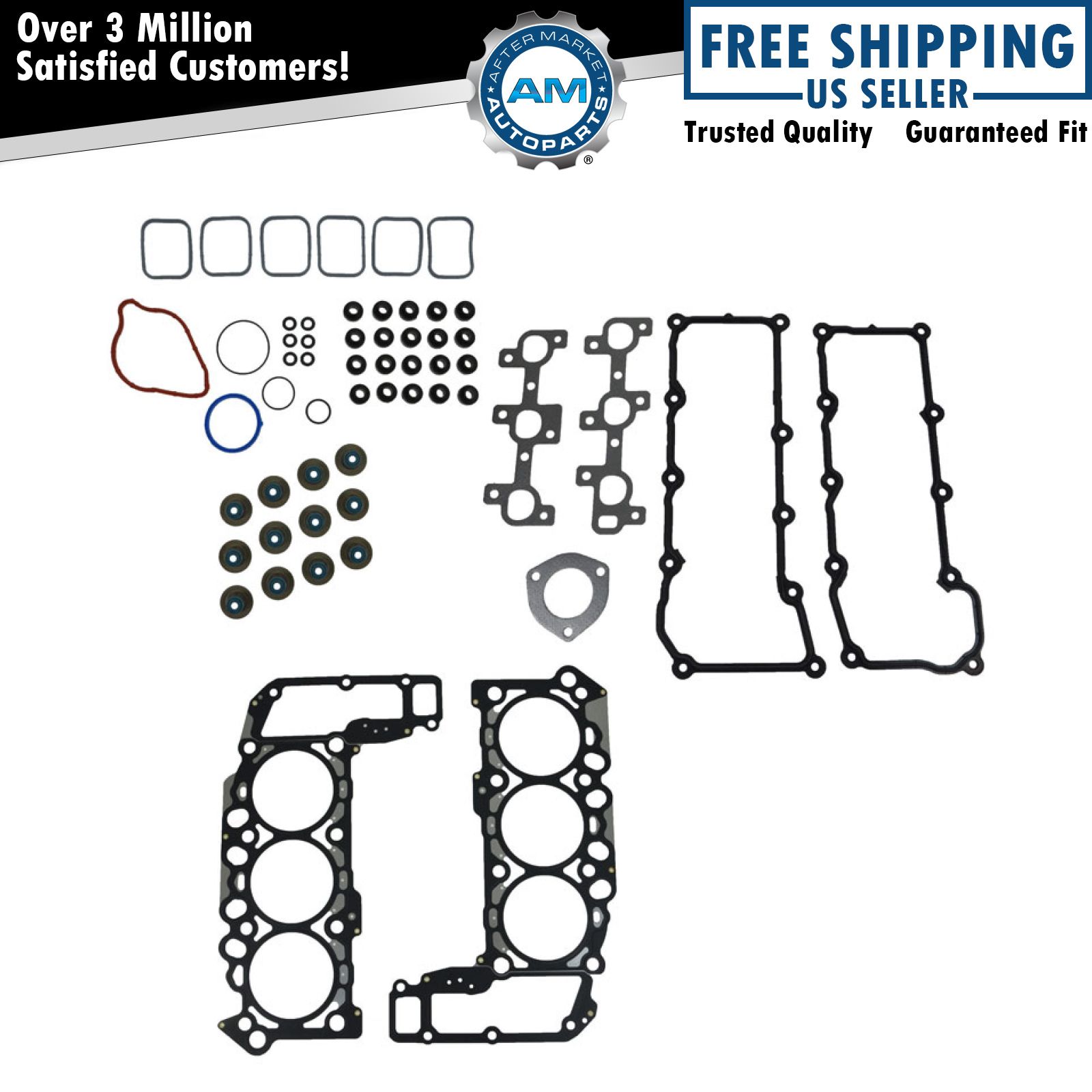 Engine Head Intake Exhaust Manifold Gasket Kit Set for Dodge Truck Jeep 3.7L V6