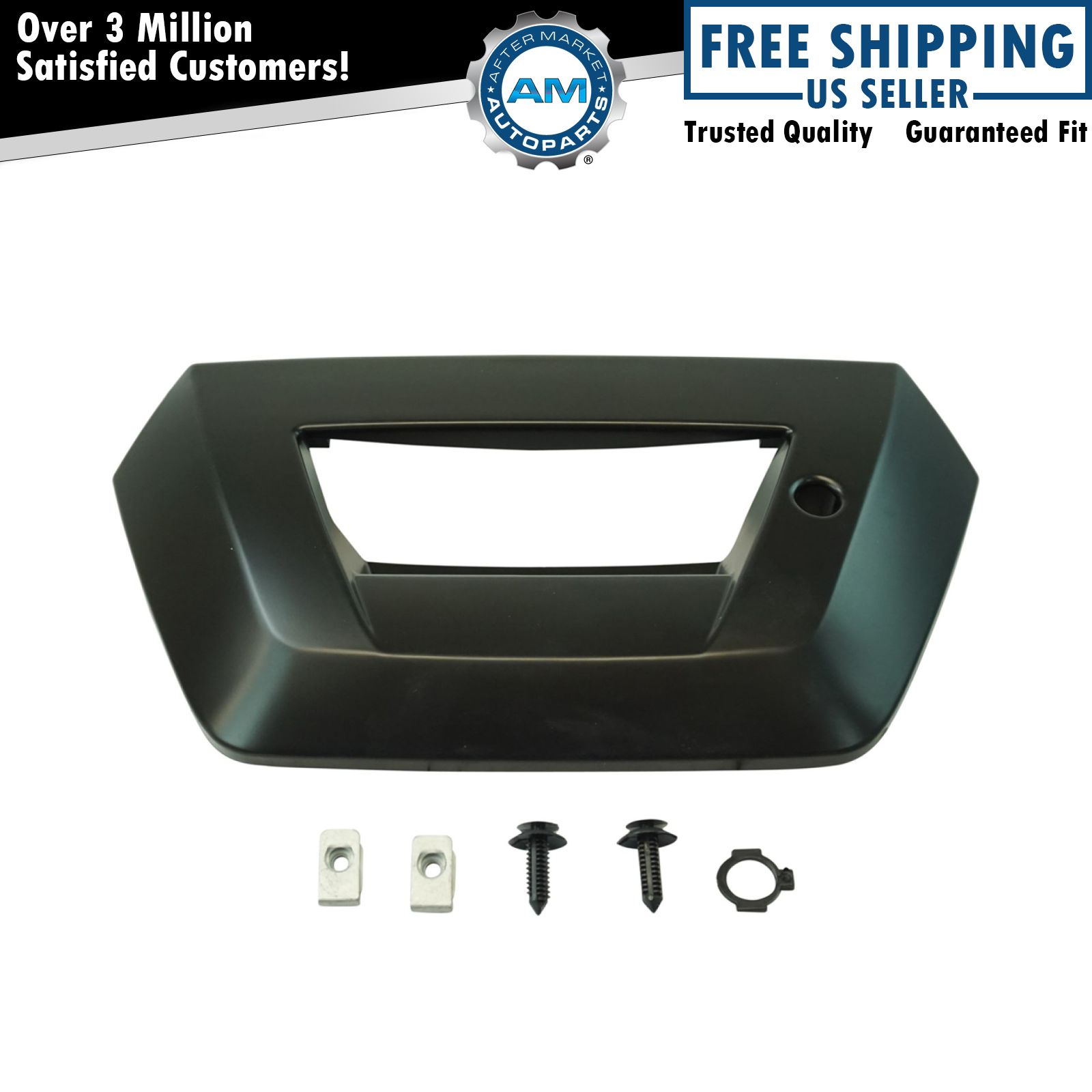 Tailgate Handle Bezel with Keyhole Smooth Black for 02-06 Cadillac Escalade EXT