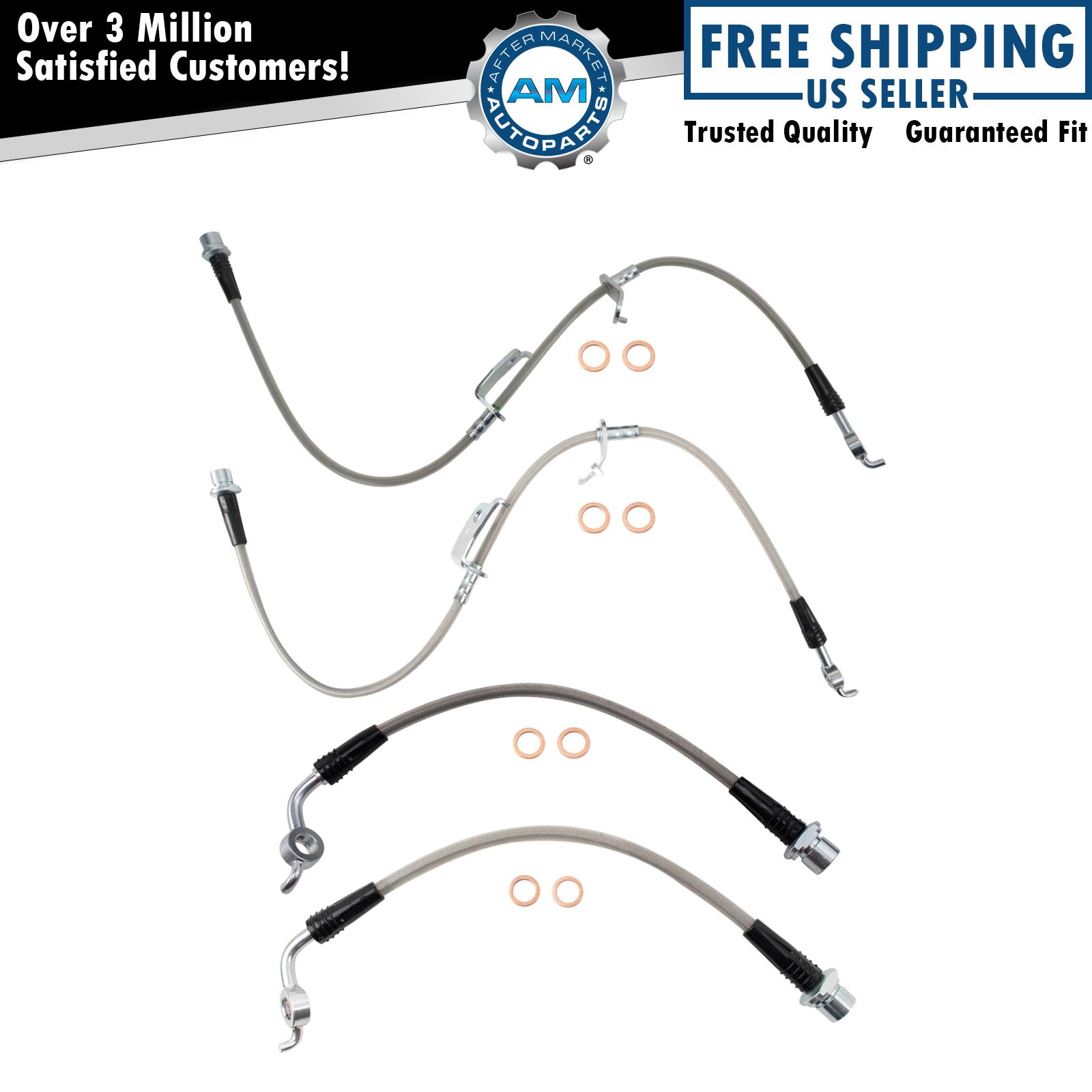 Performance Front and Rear Brake Hose Set For 06-19 Toyota RAV4