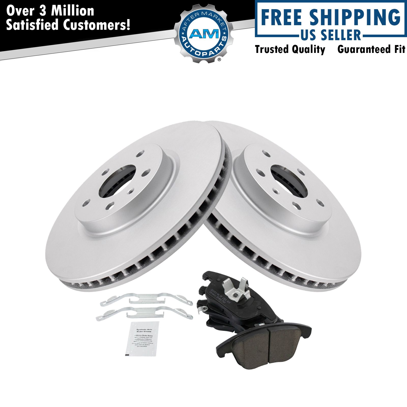 Front Premium Ceramic Brake Pad & Coated Rotor Kit for Ford Fusion Lincoln