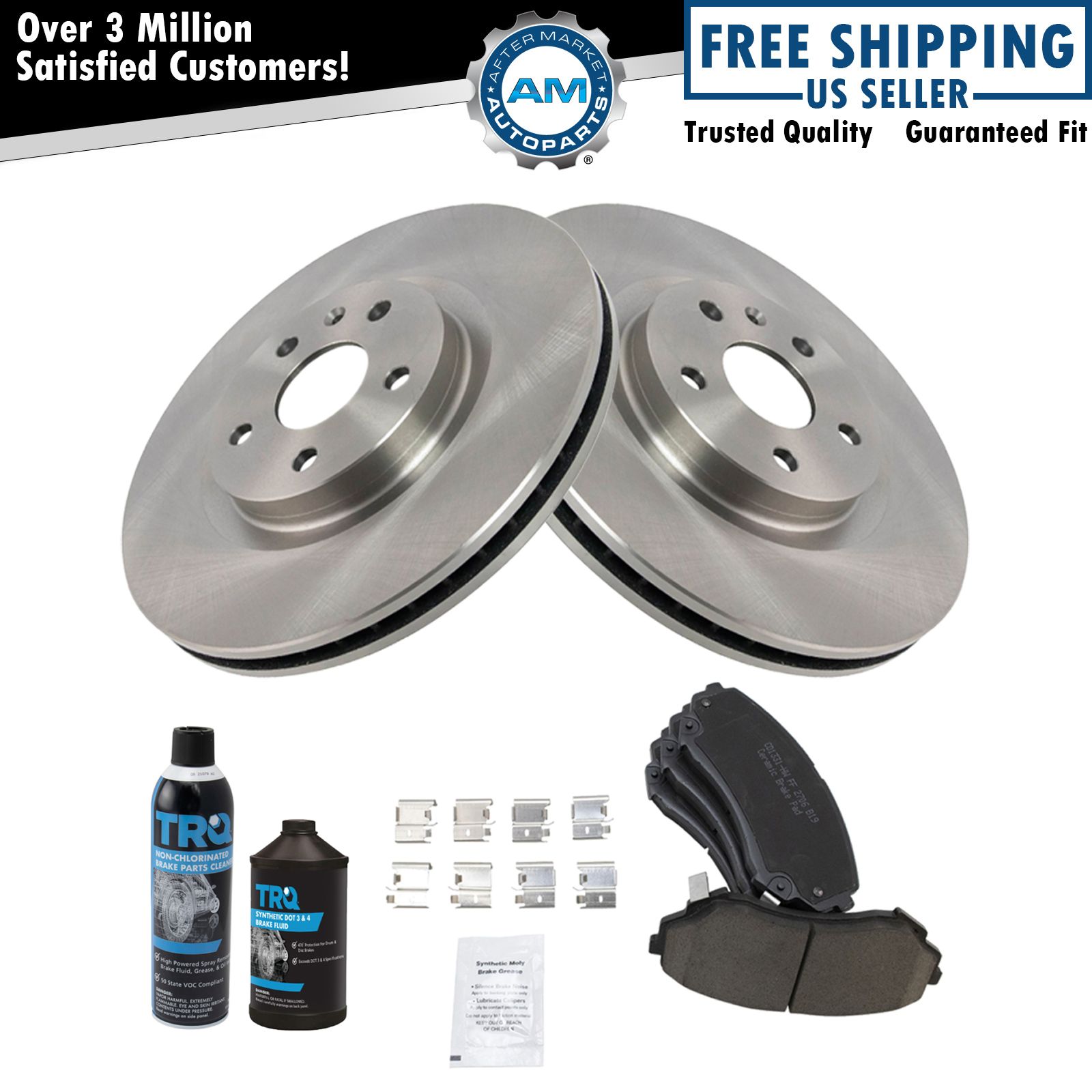 Front Ceramic Brake Pad & Rotor Kit w/Chemicals for Cadillac CTS