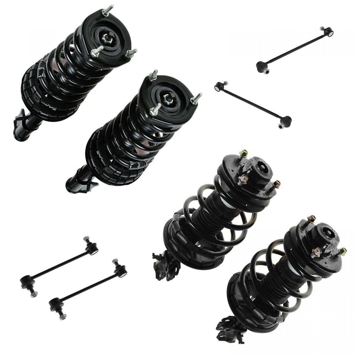 Shock Strut Coil Spring Assembly & Stabilizer Sway Bar Link Kit Set for