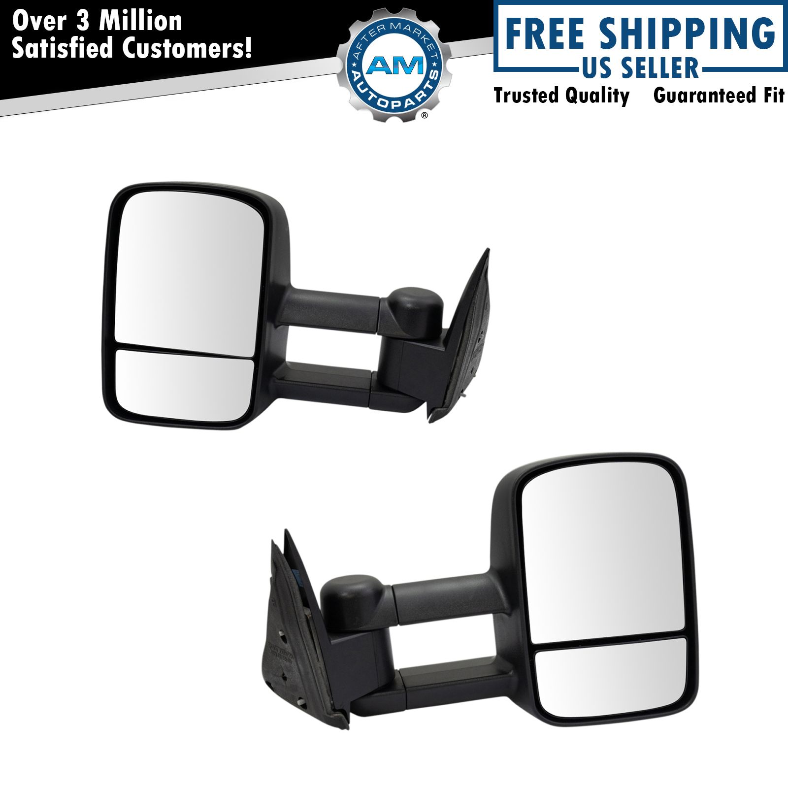 Pair Manual Telescoping Towing Mirrors Fits 99-07 Chevrolet Silverado GMC Sierra