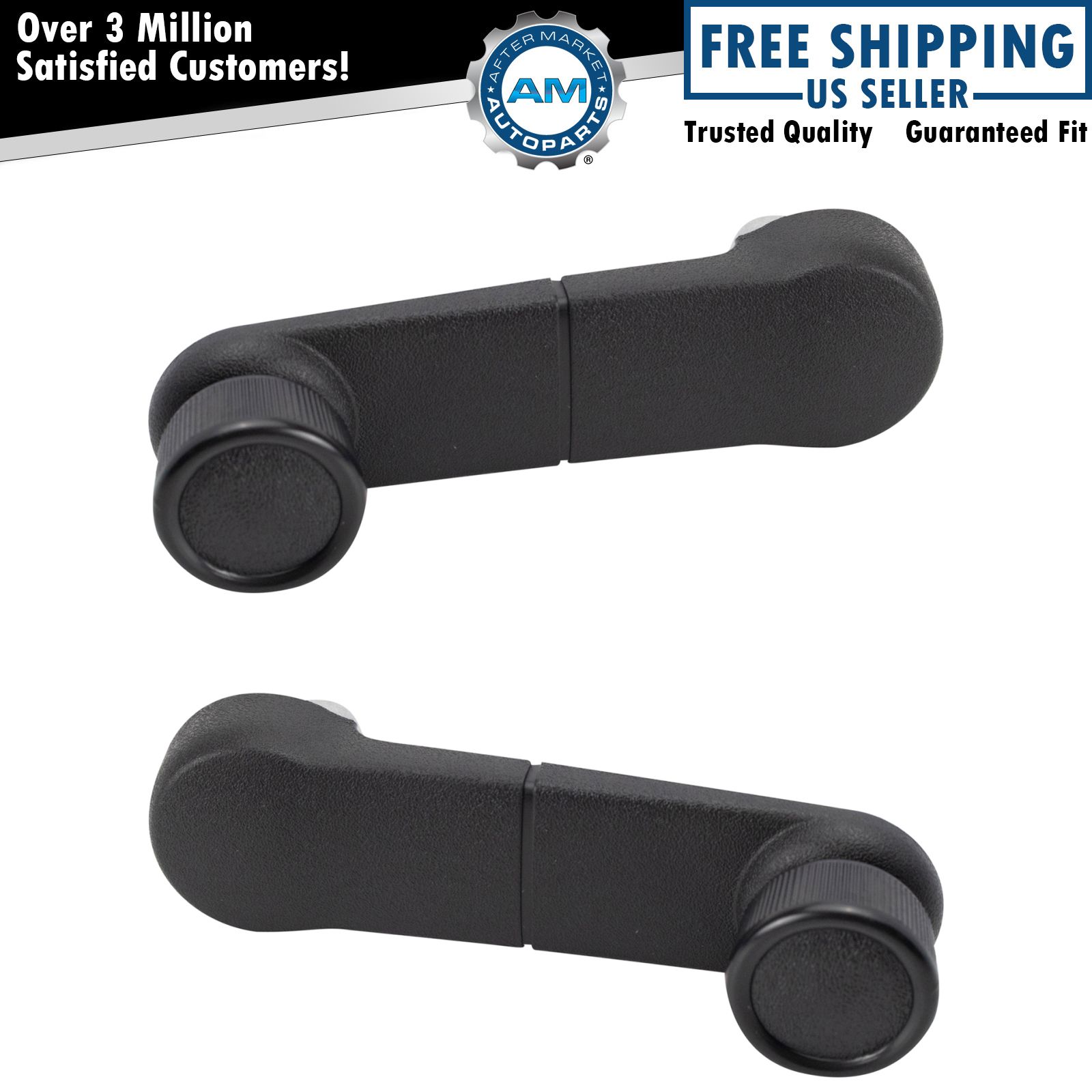 Front Window Crank Handle Black Metal Upgrade LH RH Pair for Ford Truck