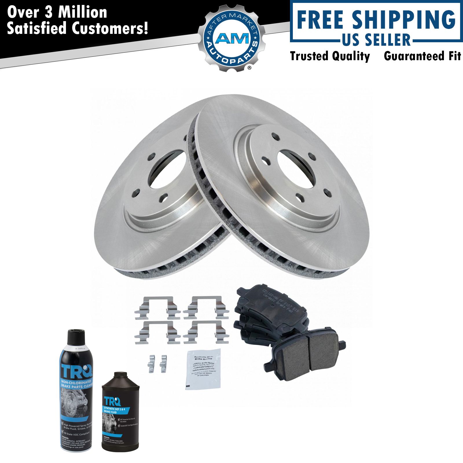 thumbnail image 2 of AM Autoparts Front Ceramic Brake Pad & Rotor Kit - Malibu, G5, G6, HHR, 11.65" Vented 2 of 5