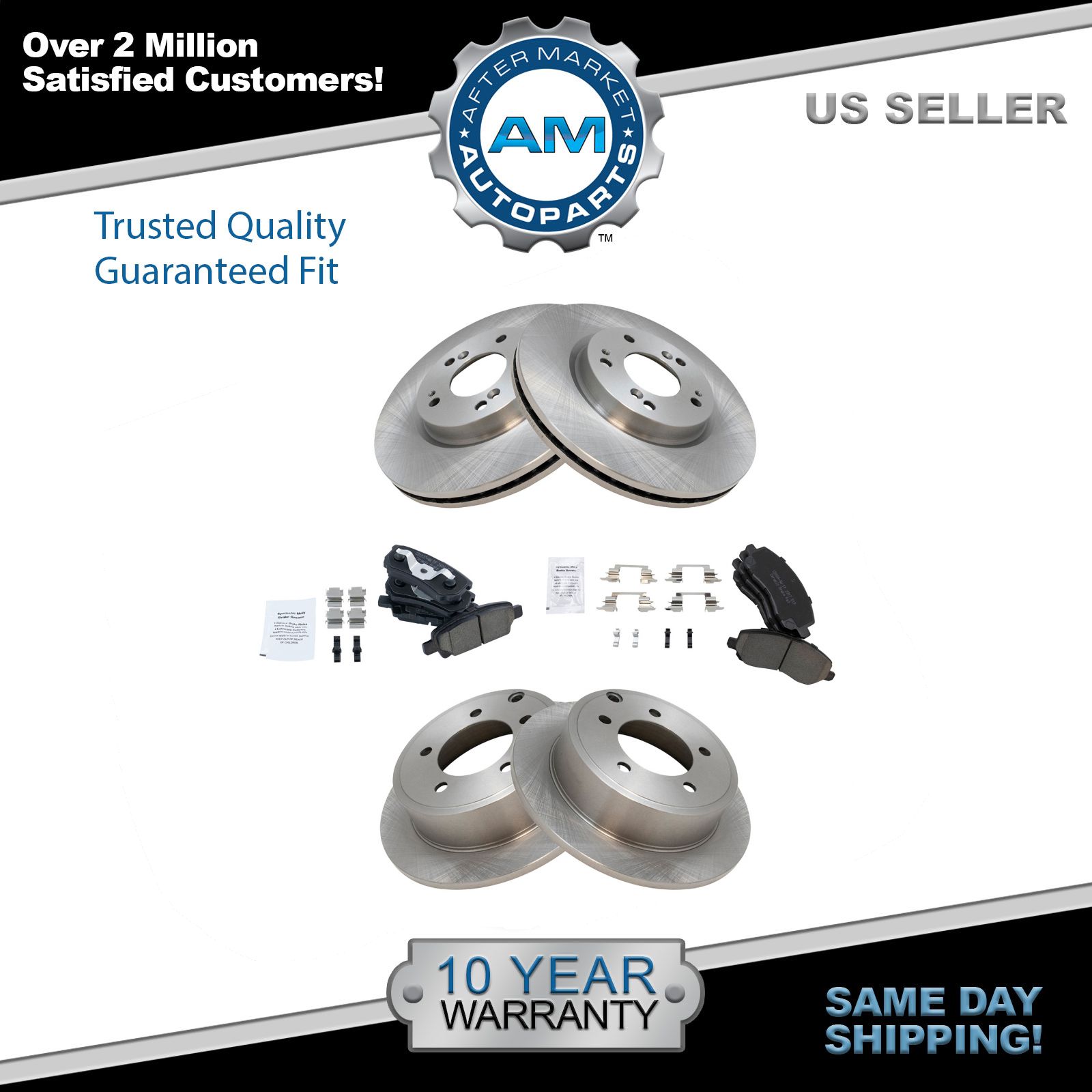 Front & Rear Ceramic Brake Pad & Disc Rotor Kit for Jeep Compass
