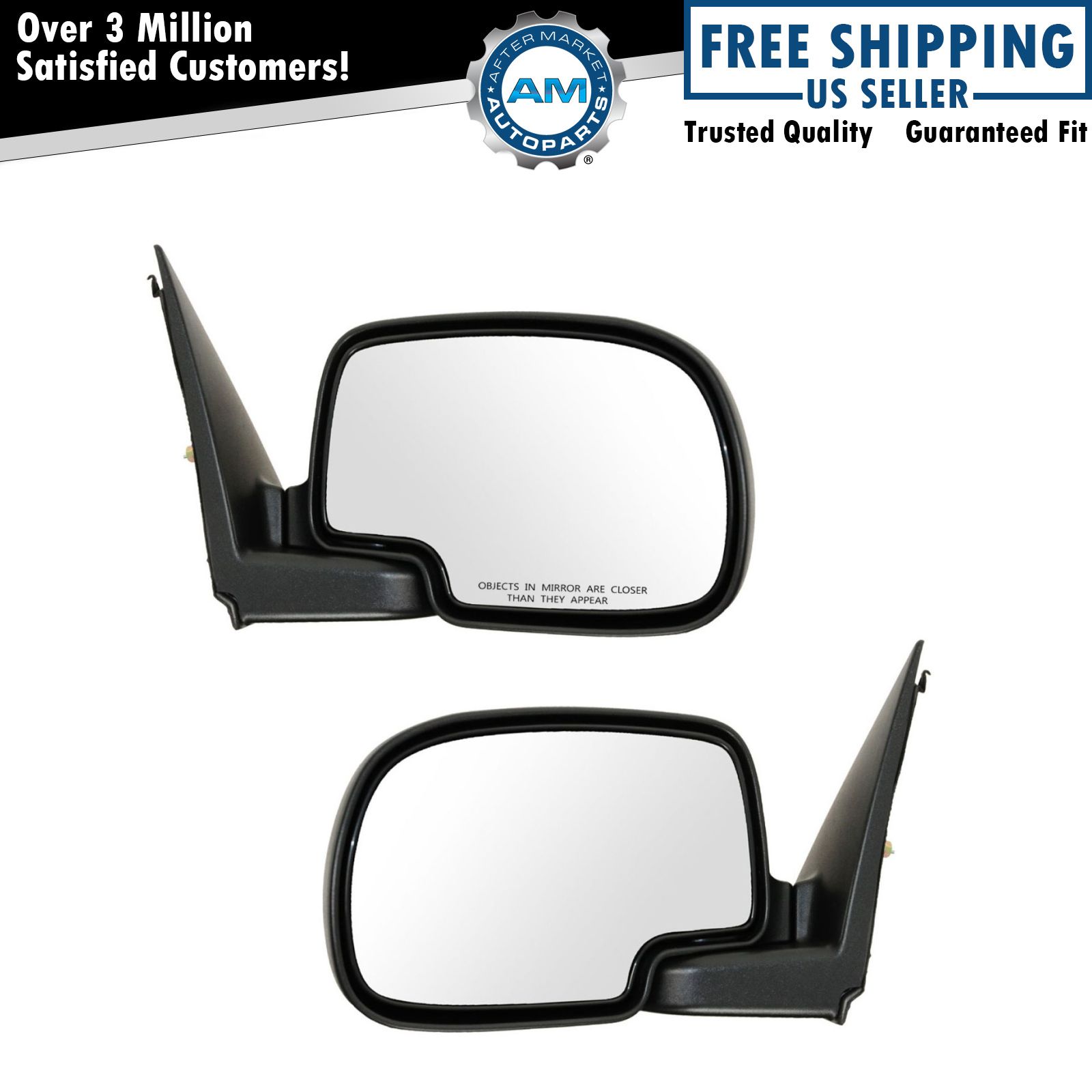 Chrome Power Side View Mirrors Left & Right Pair Set for 99-02 Chevy GMC Truck