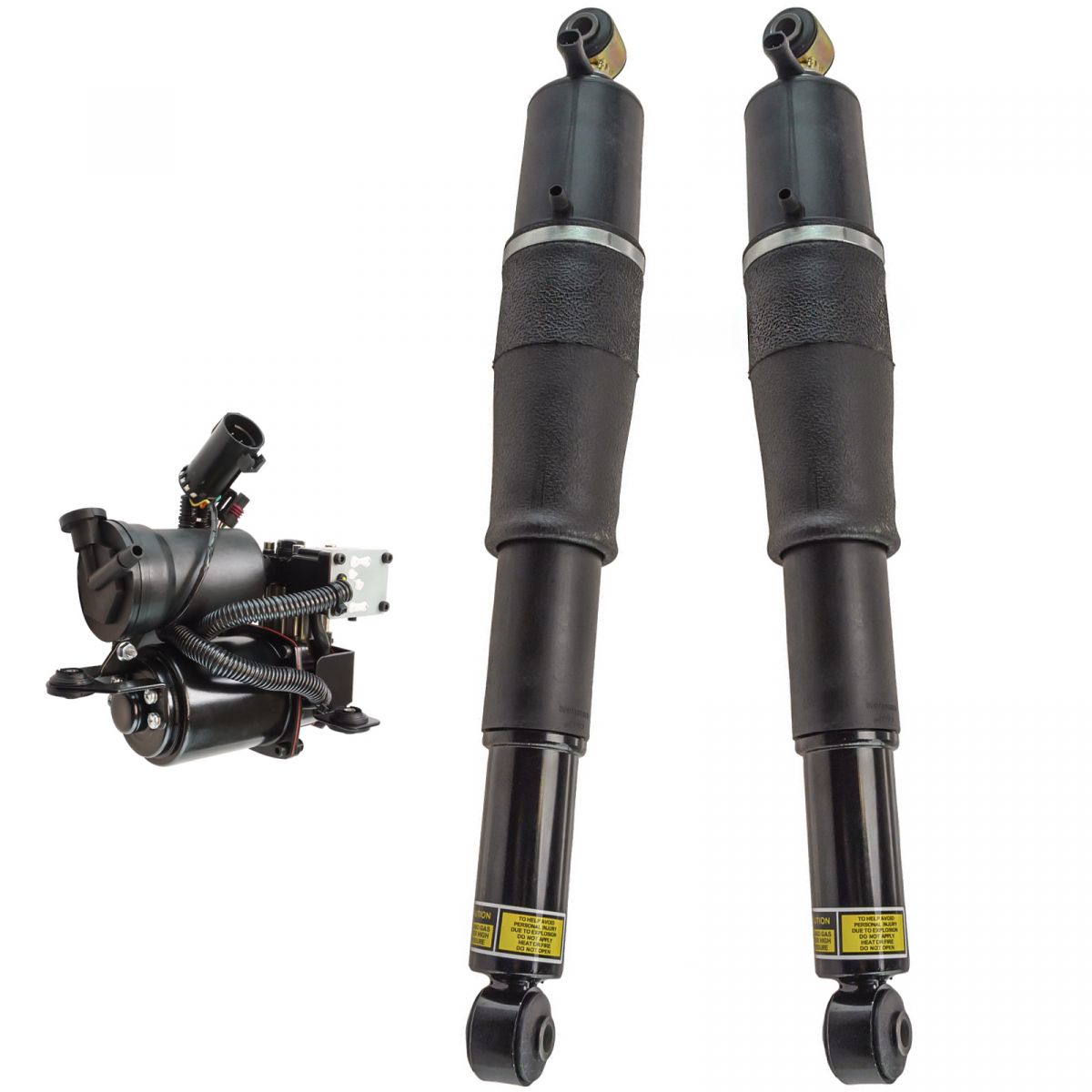 3 Piece Air Suspension Kit Rear Shock Assemblies w/ Compressor for
