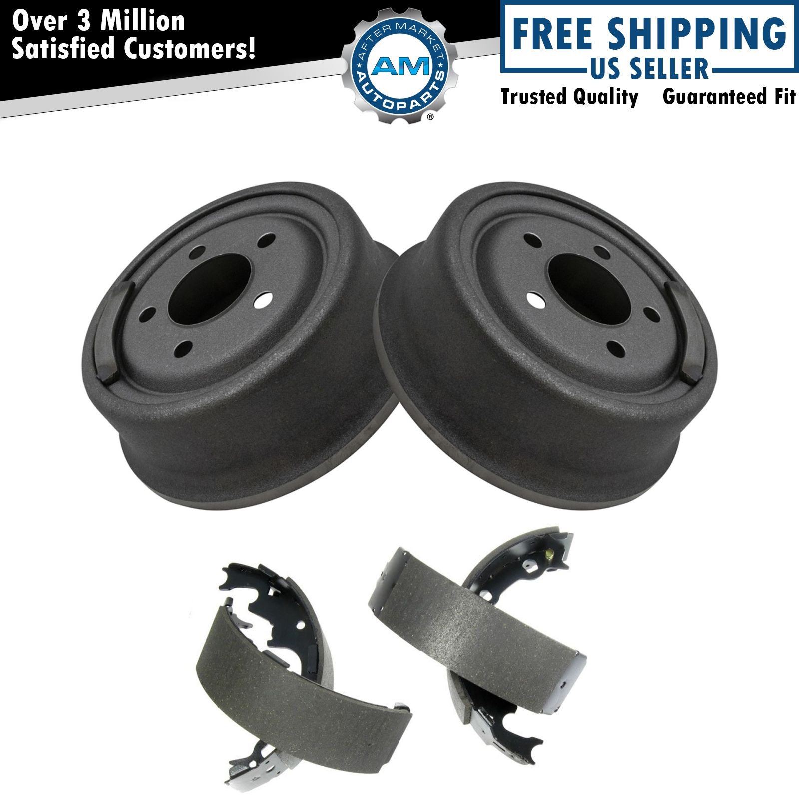 9" Rear Brake Drum & Bonded Shoe Set Pair Kit for Jeep Wrangler Pickup Truck