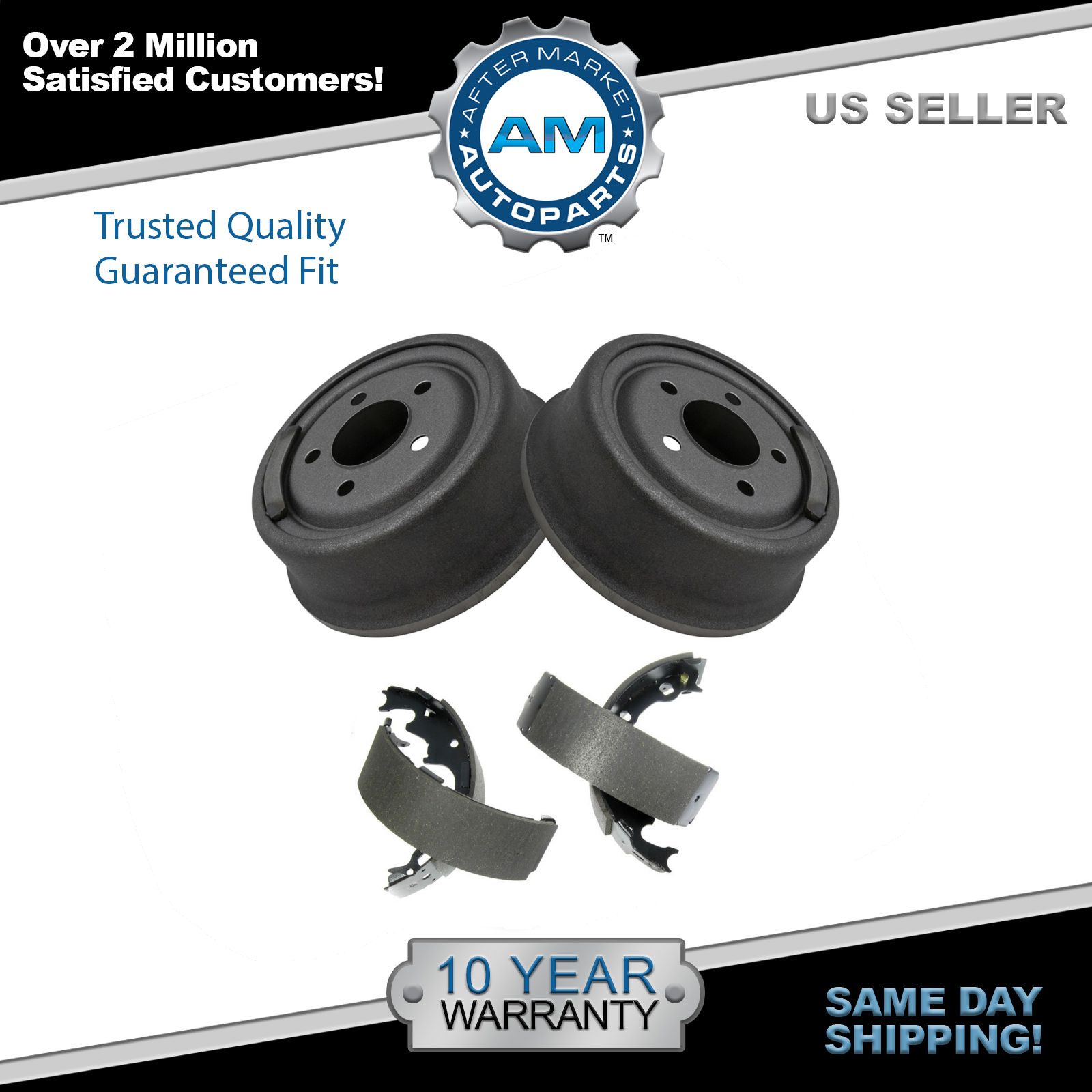 9" Rear Brake Drum & Bonded Shoe Set Pair Kit for Jeep Wrangler Pickup