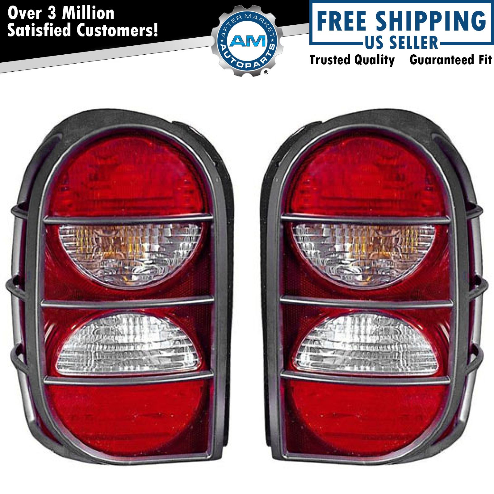 Taillight Tail Lamp & Guard PAIR for Jeep Liberty 05 06 07