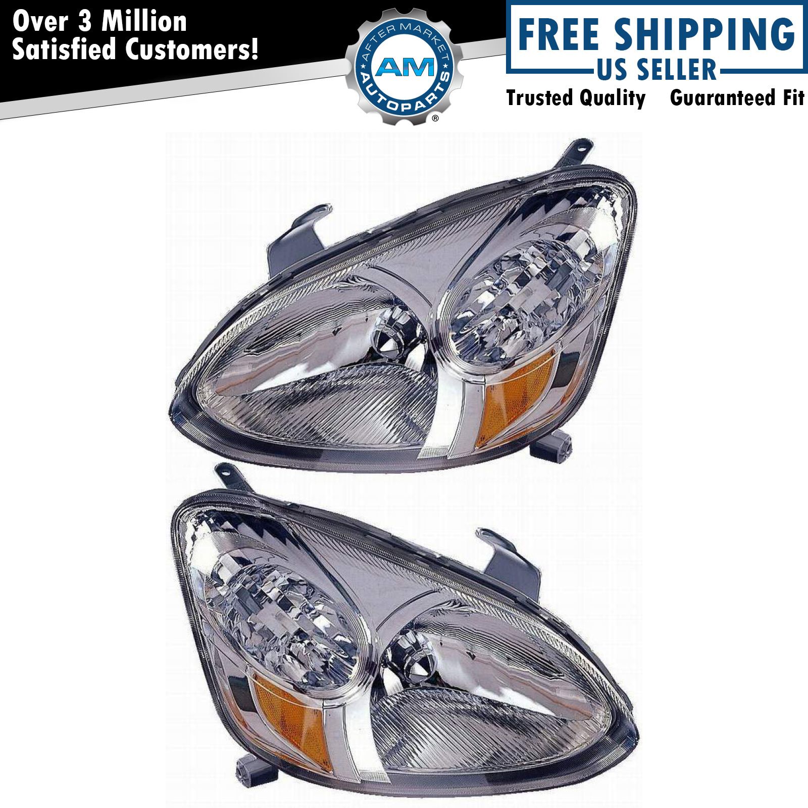 Headlight Headlamp Pair Set for 0305 Toyota Echo 2 Door Coupe 4 Door